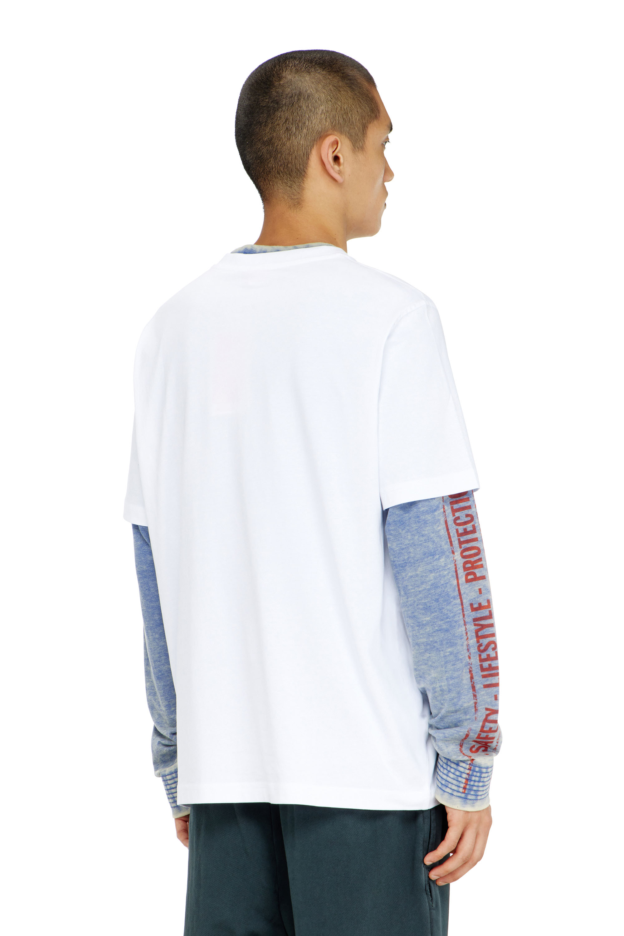 Diesel - T-ADJUST-AA8, Camiseta de algod&oacute;n con motivo de logo en el pecho Hombre in Blanco - 4