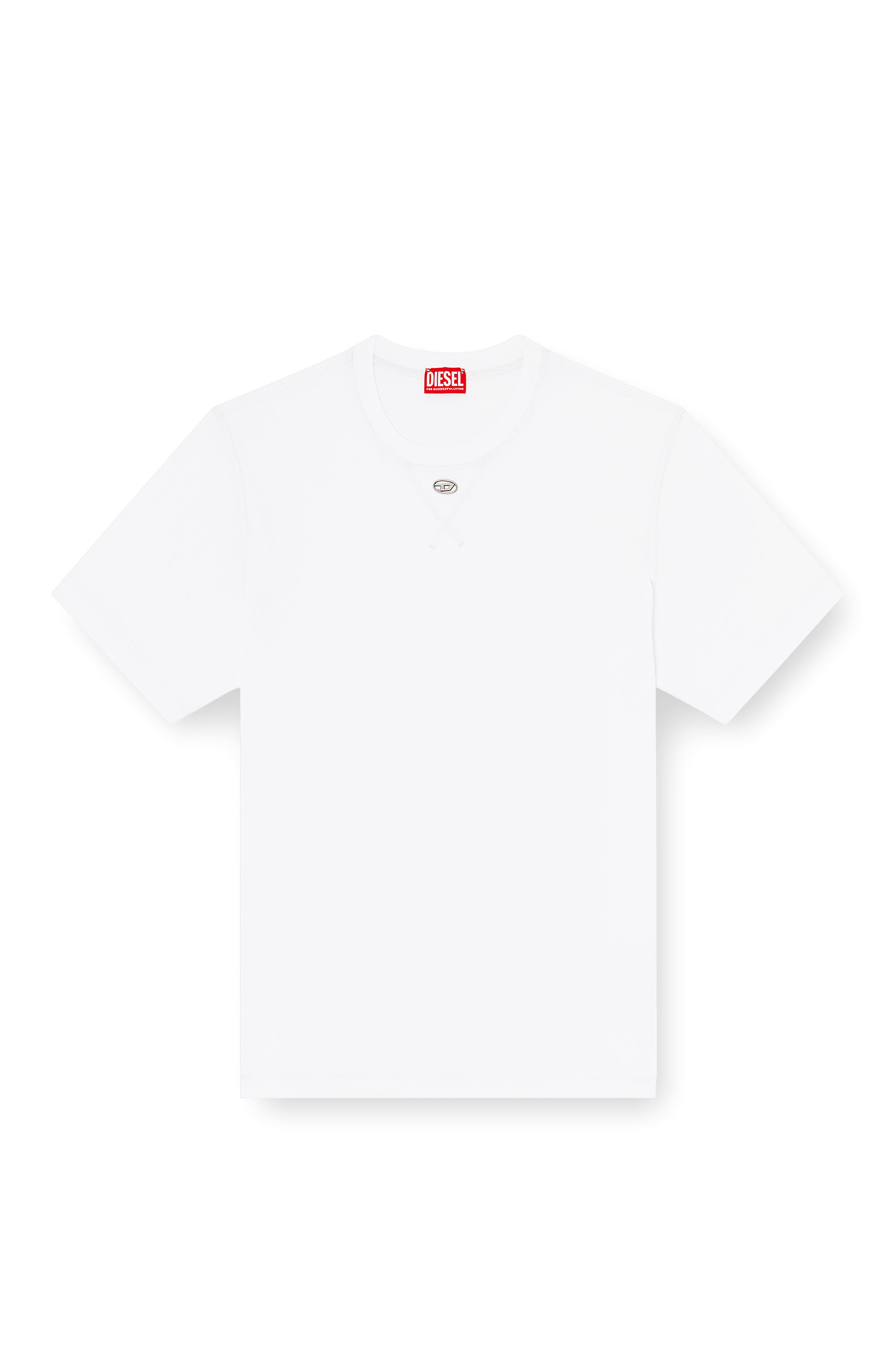 Diesel - T-MADJUST-TR, Camiseta regular con cuello redondo y Oval D Hombre in Blanco - 3