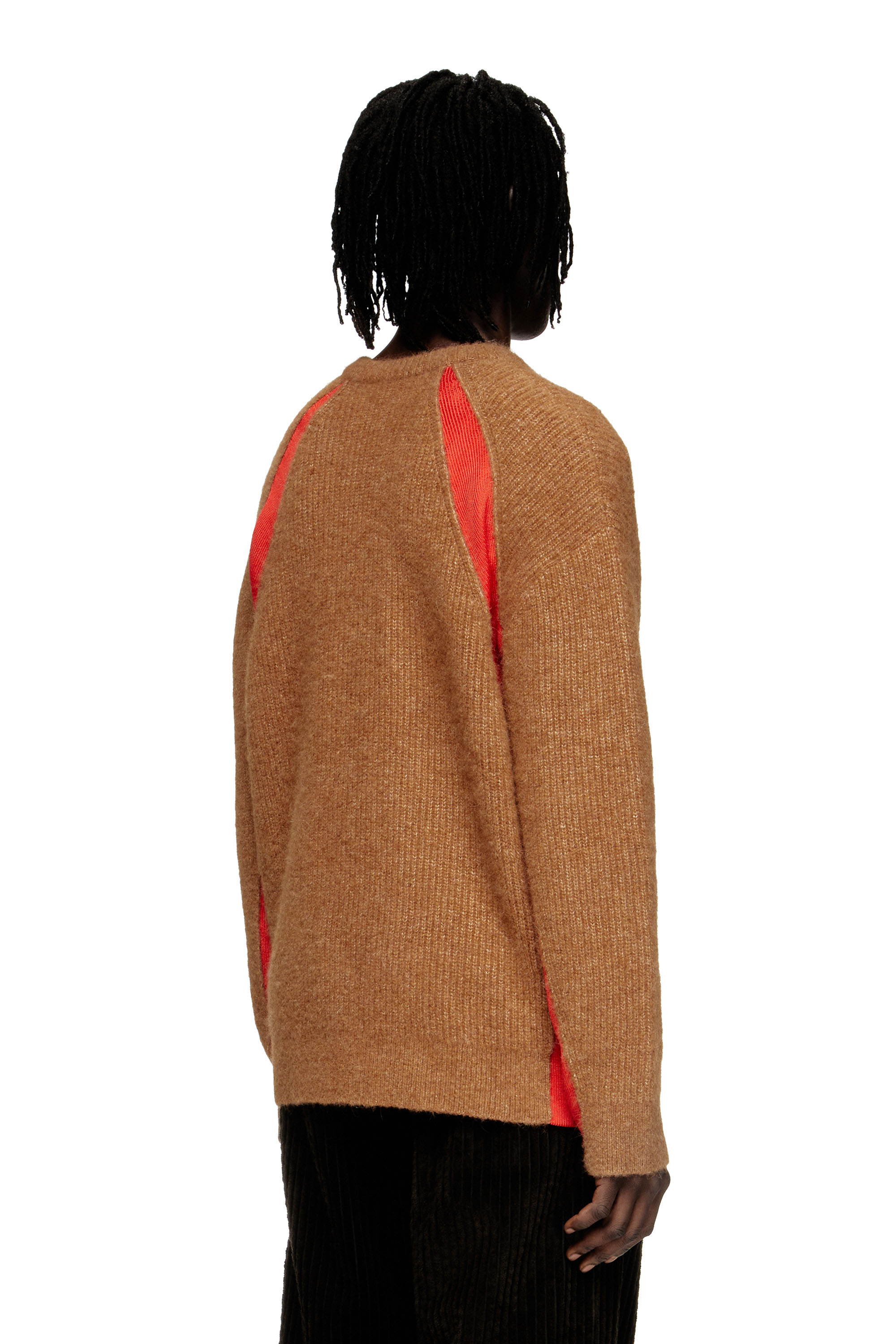 Diesel - K-LOLLO, Jersey de mezcla de alpaca con inserciones de tejido contrastantes Hombre in Marrón - 4