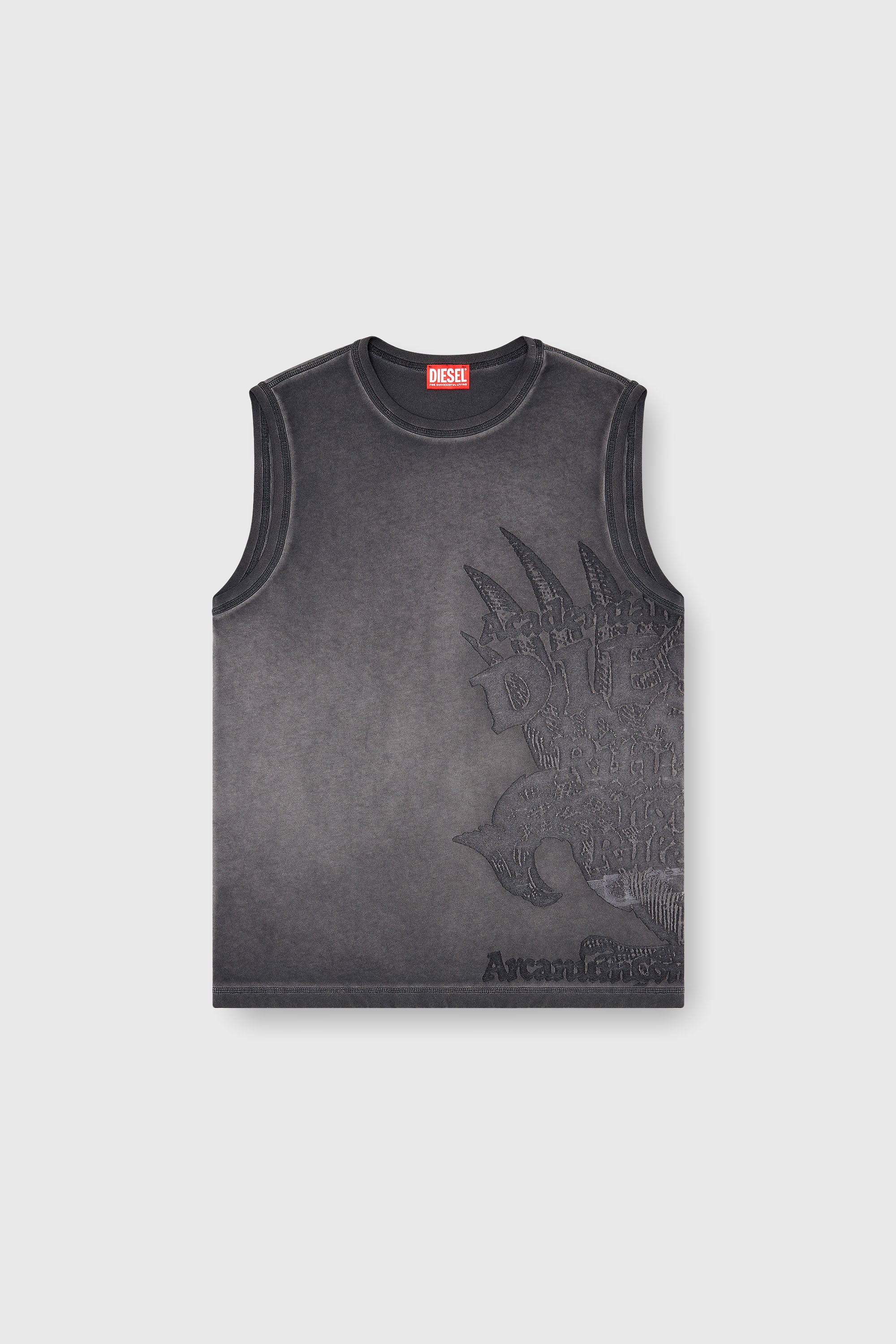 Diesel - T-RAWBISCO, Top sin mangas con gr&aacute;ficos en relieve Hombre in Gris - 2