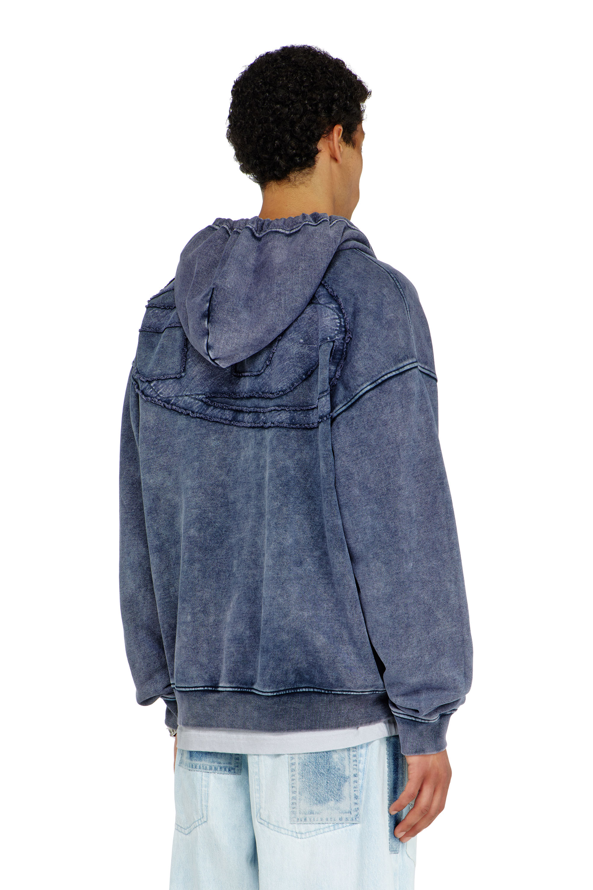 Diesel - S-BOXT-HOOD-ZIP-DEN, Sudadera con cremallera en felpa de algod&oacute;n tratado Hombre in Azul marino - 4