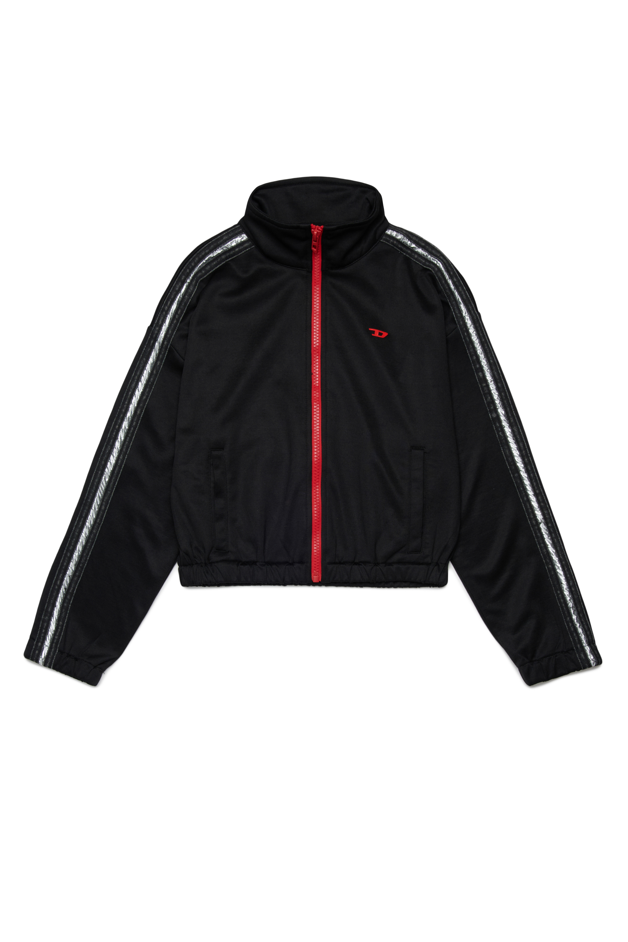 Diesel - STREET, Sudadera corta con cremallera de contraste Mujer in Negro - 1