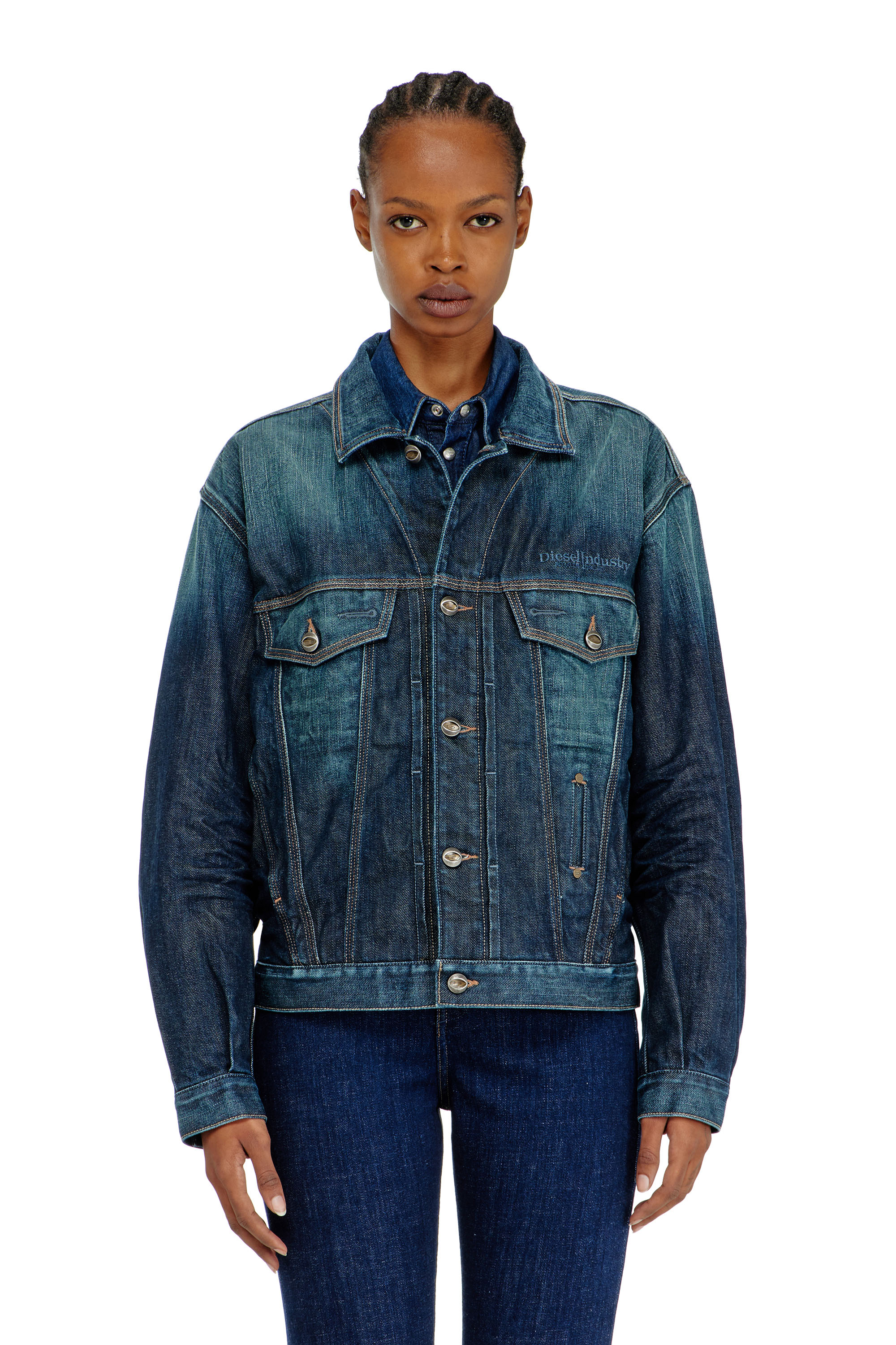 Diesel - D-DENVER-CL, Trucker jacket en denim selvedge Unisex in Azul marino - 6