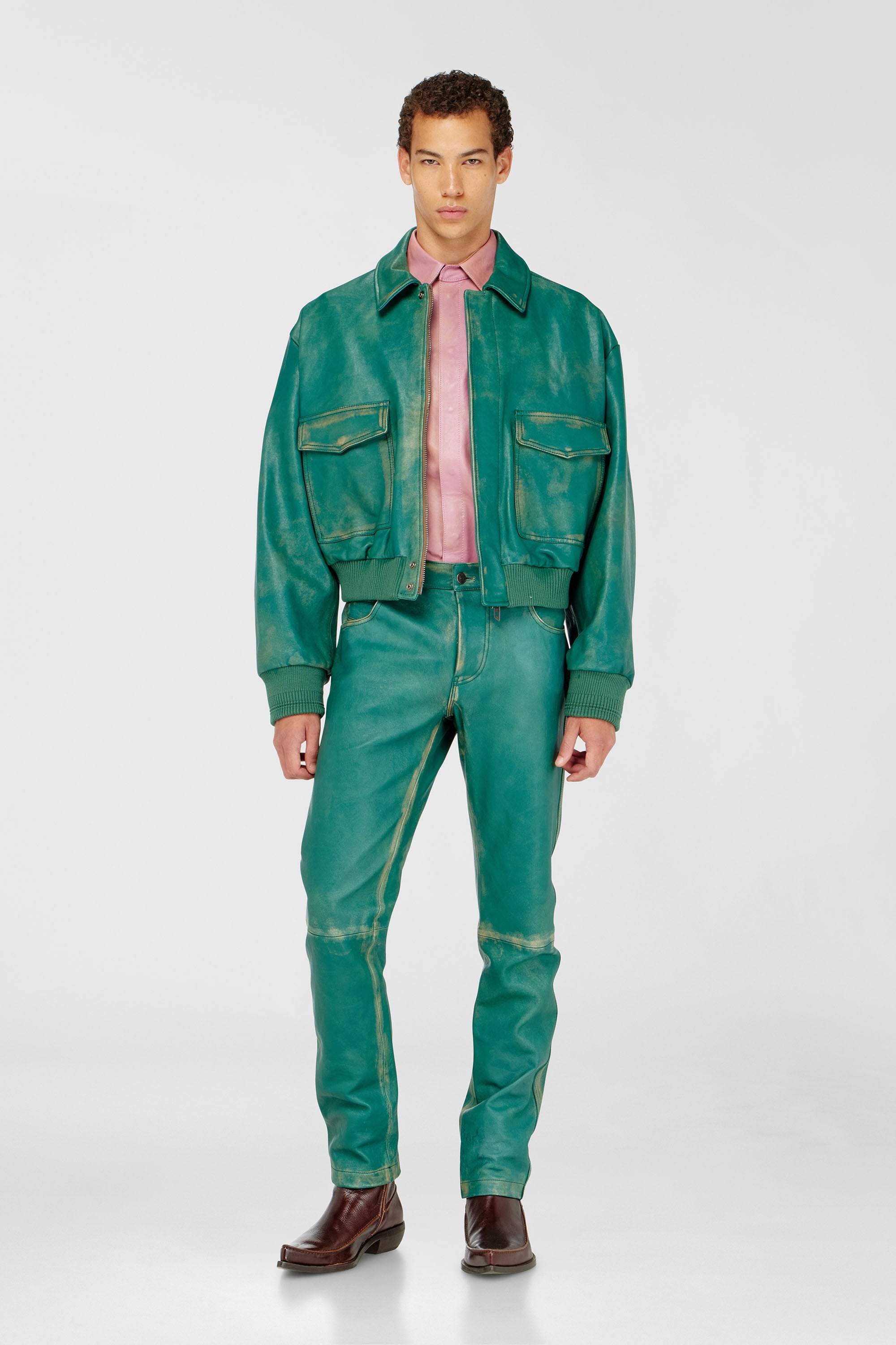 Diesel - P-OCKET, Pantal&oacute;n de cuero tratado Hombre in Verde - 1