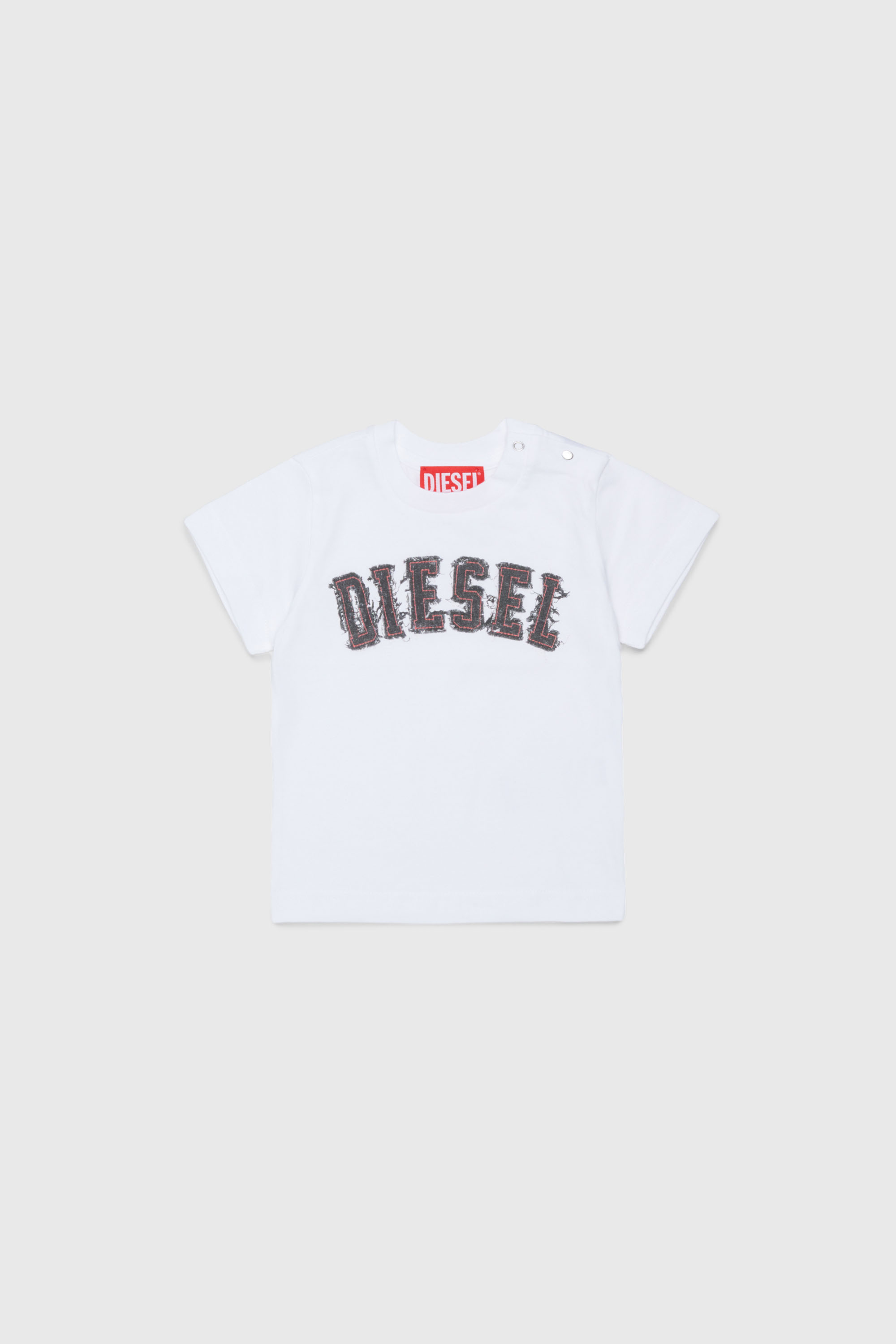 Diesel - TEANSB, Camiseta de algod&oacute;n con logo efecto deshilachado Hombre in Blanco - 1