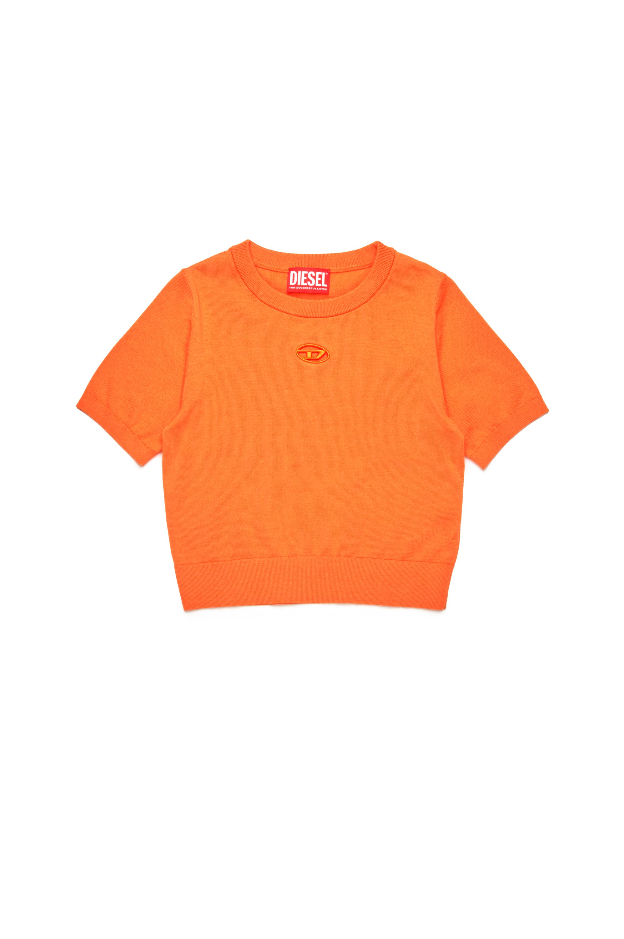 Diesel - KMARGA, Camiseta de punto con logotipo Oval D recortado Mujer in Naranja - 1