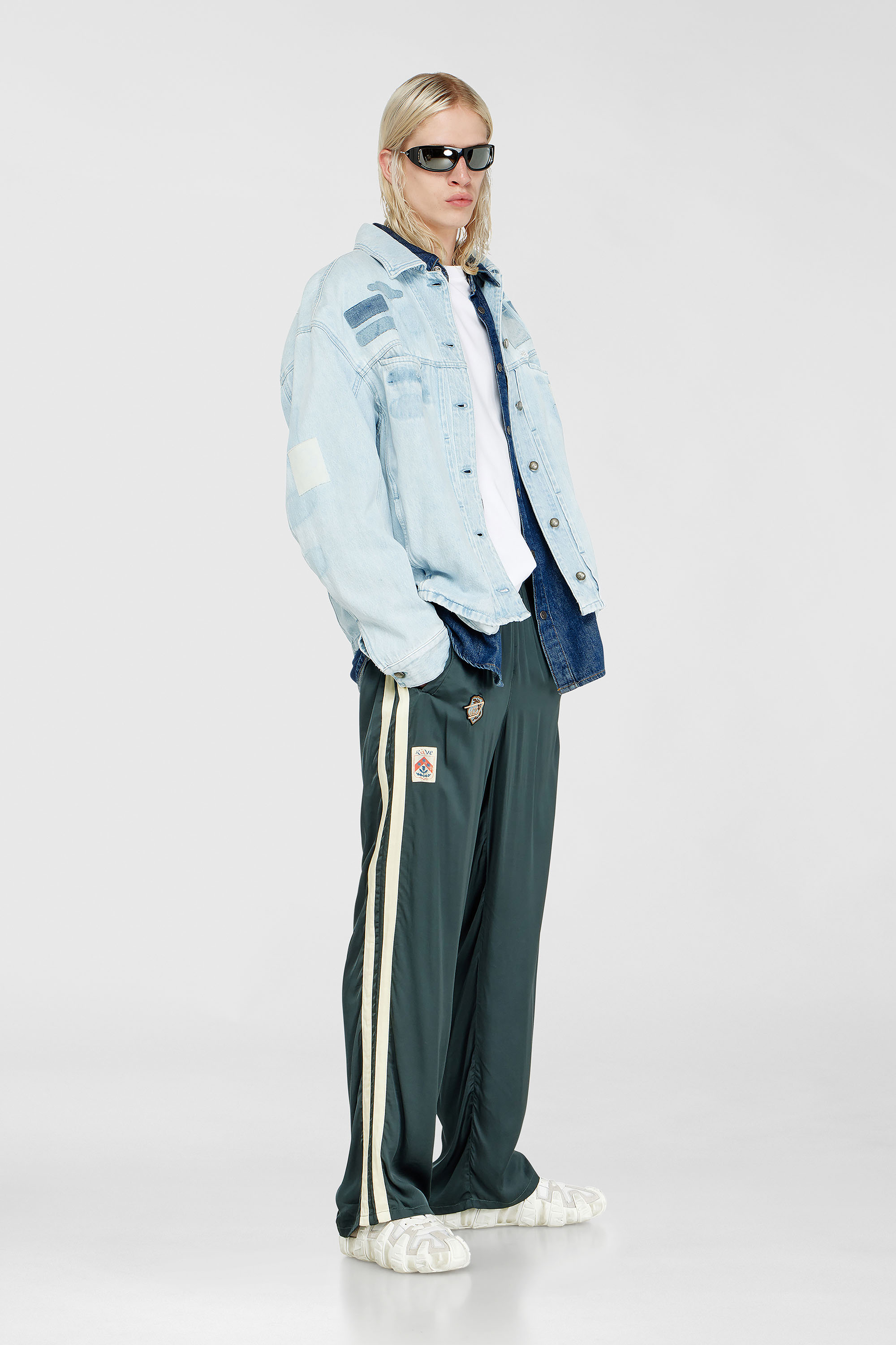 Diesel - P-ANNU, Pantal&oacute;n de sat&eacute;n con patches Hombre in Verde - 1