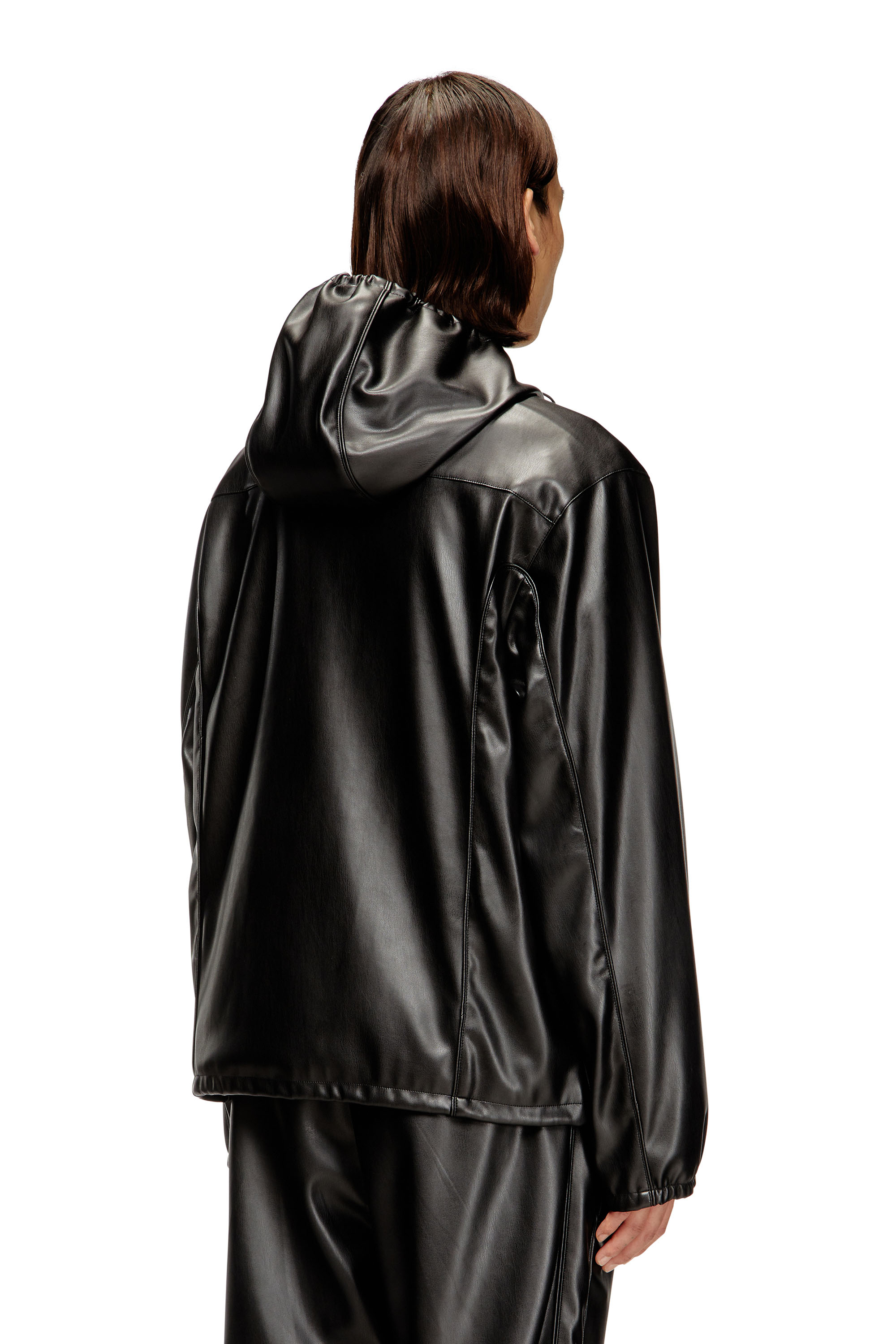 Diesel - J-HIVES-PGBX, Cortavientos con capucha en tejido recubierto Hombre in Negro - 4