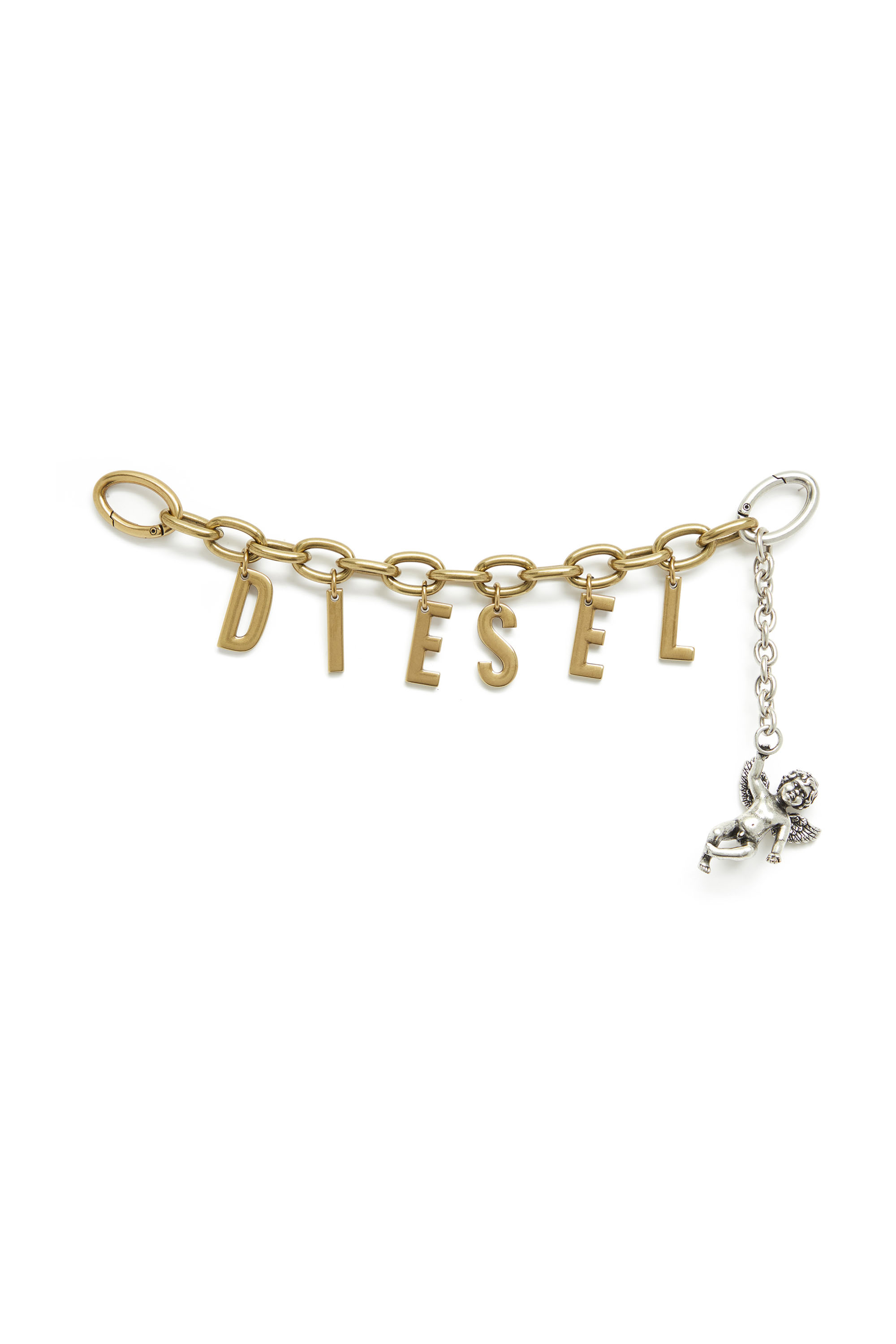 Diesel - CHAIN-D III S, Charm de letra met&aacute;lica con querub&iacute;n Mujer in Dorado - 1