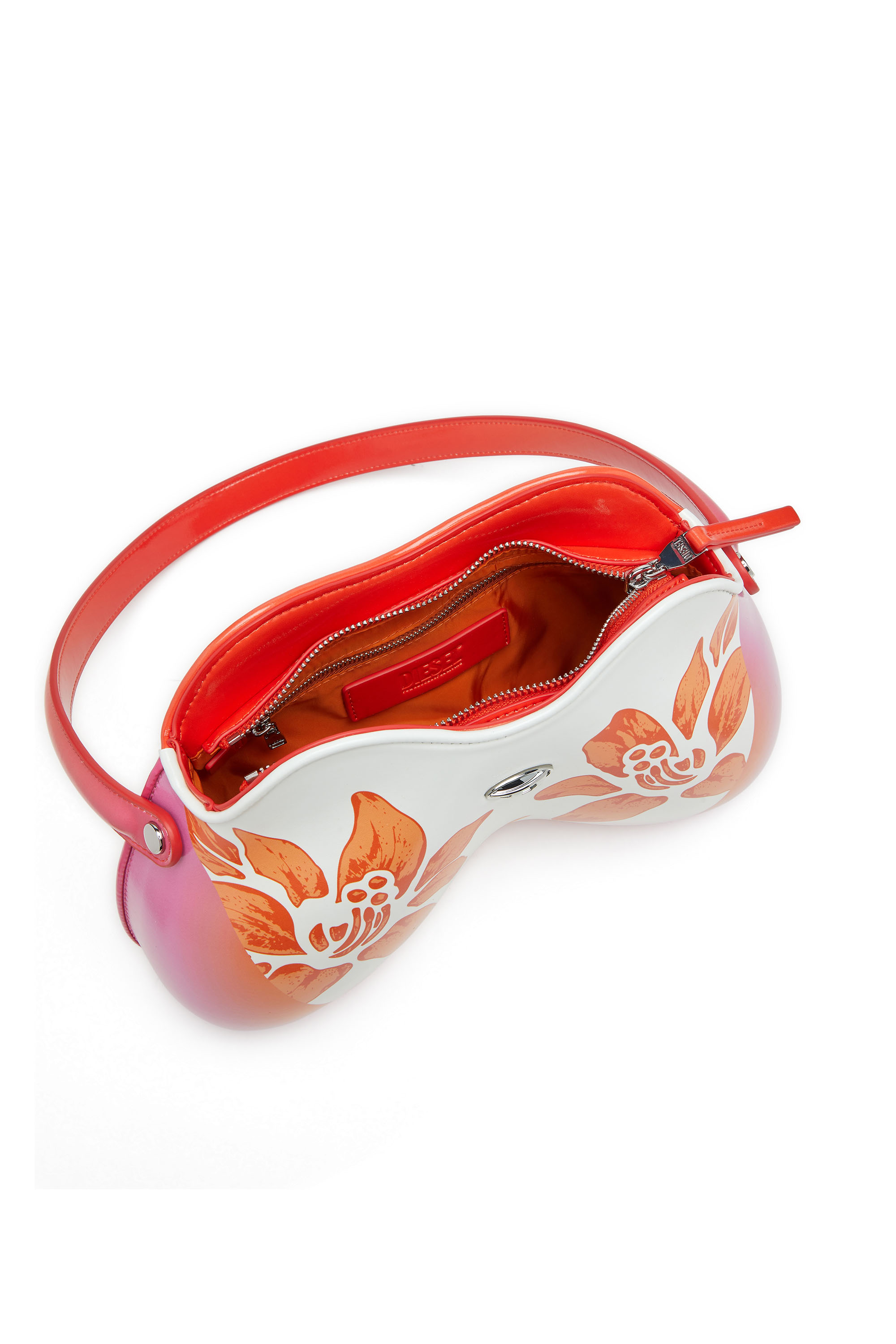 Diesel - K.G. DOUBLE-D SHOULDER, Double-D-Bolso de hombro brillante con estampado de loto Mujer in Blanco - 3