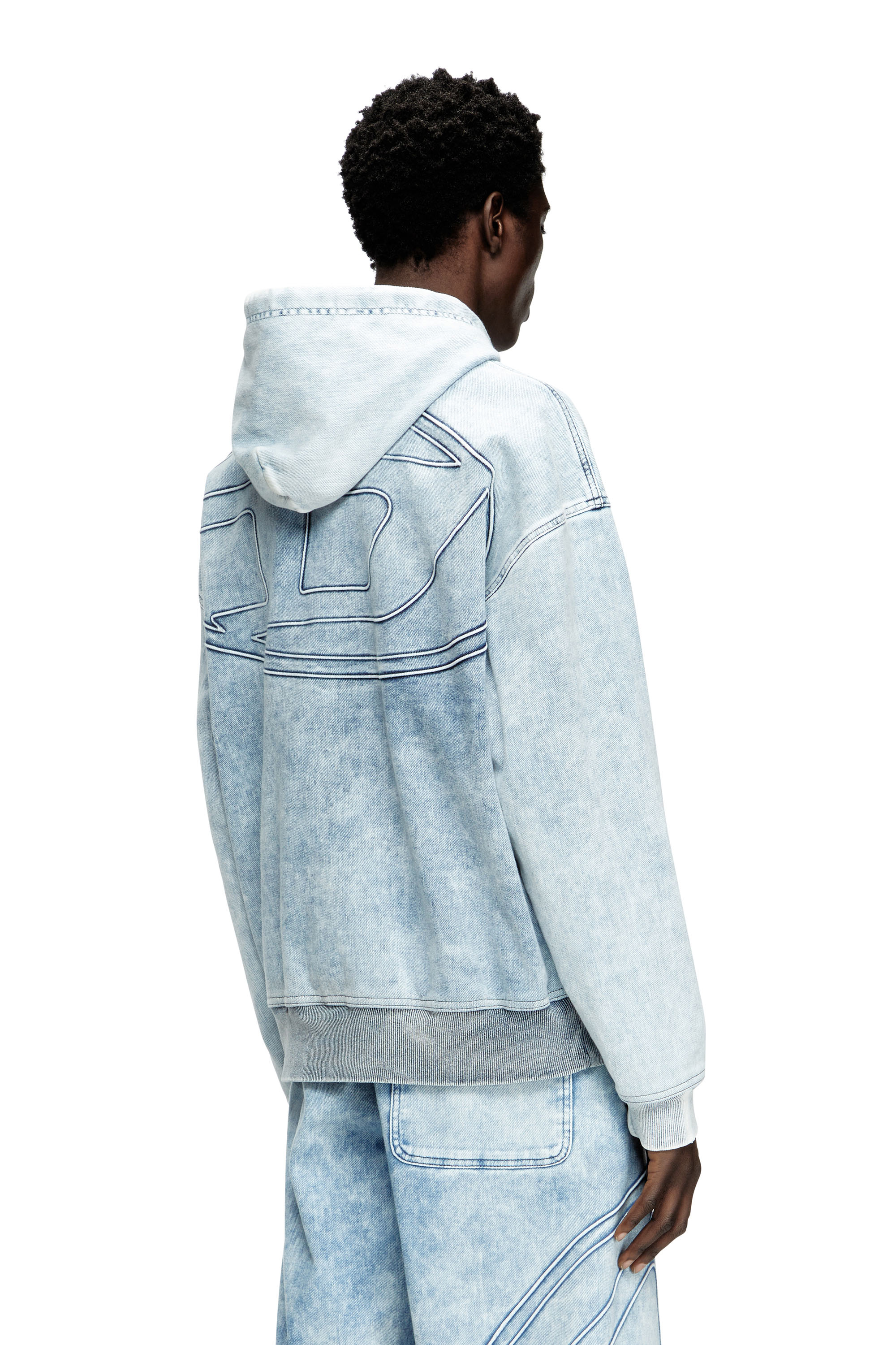 Diesel - D-REBBIT-S-TRACK, Sudadera con capucha en denim efecto mármol Unisex in Azul marino - 4