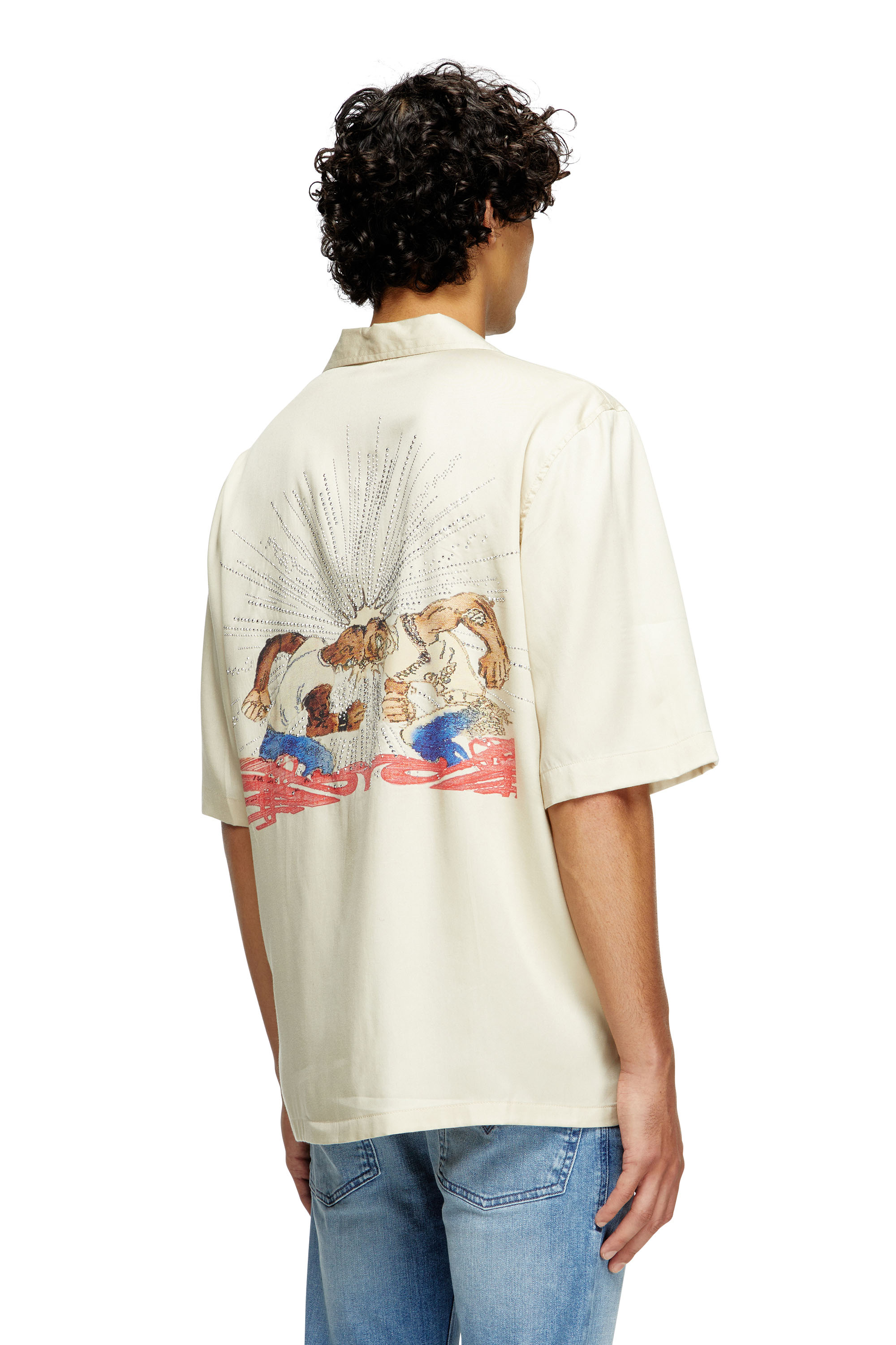 Diesel - S-BRACK-B-EPBR, Camisa de TENCEL™ con diseño de piedras Hombre in Beige - 4