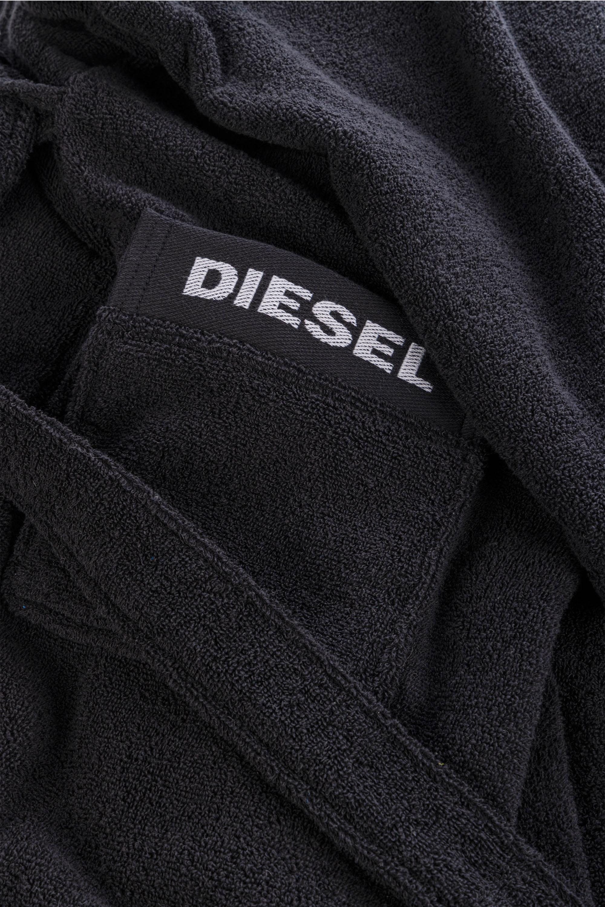 Diesel - 1015115 LOGO-COTTON BATHROBE SIZE M/L BL, Albornoz de Felpa de Algod&oacute;n, talla M/L Unisex in Negro - 2