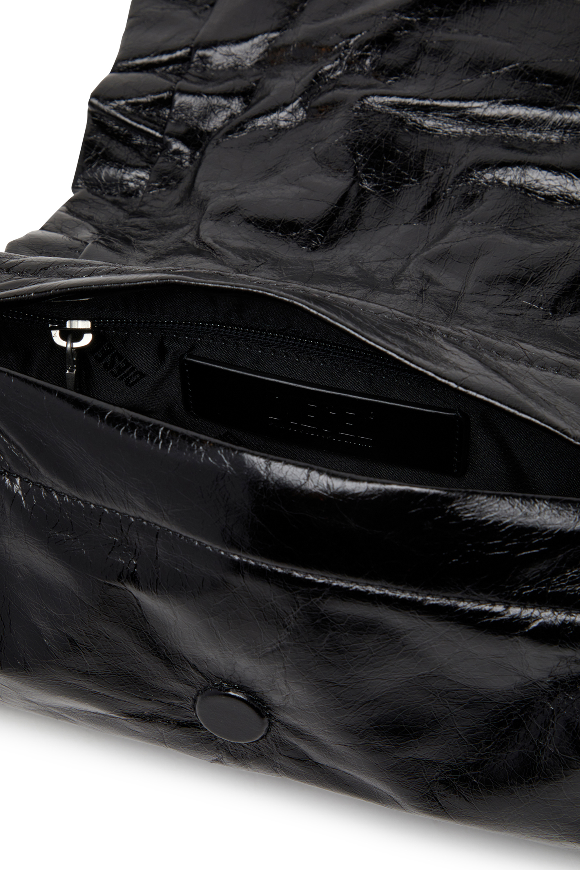 Diesel - SCRUNCH-D SHOULDER S, Scrunch-D S-Bolso de hombro de cuero arrugado Mujer in Negro - 4