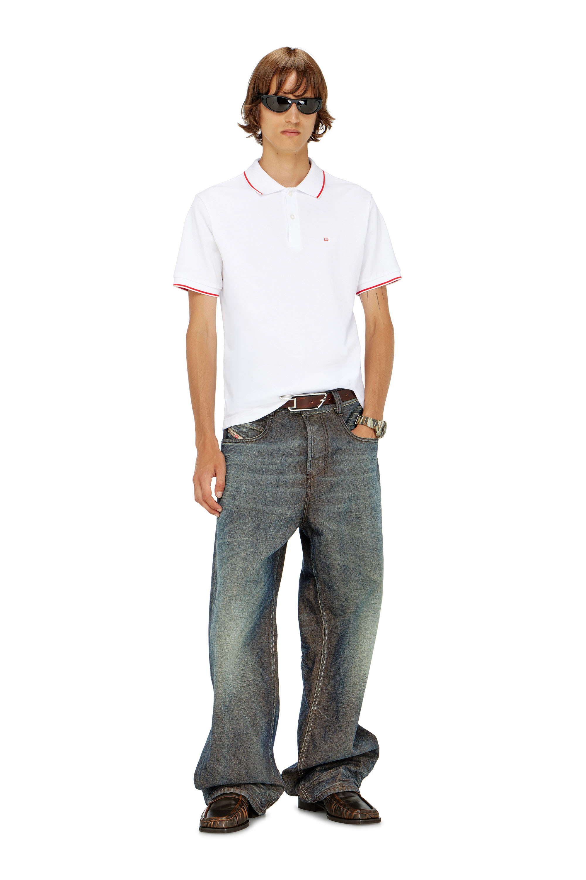 Diesel - T-FERRY-MICRODIV, Polo con peque&ntilde;o bordado Diesel Hombre in Blanco - 2