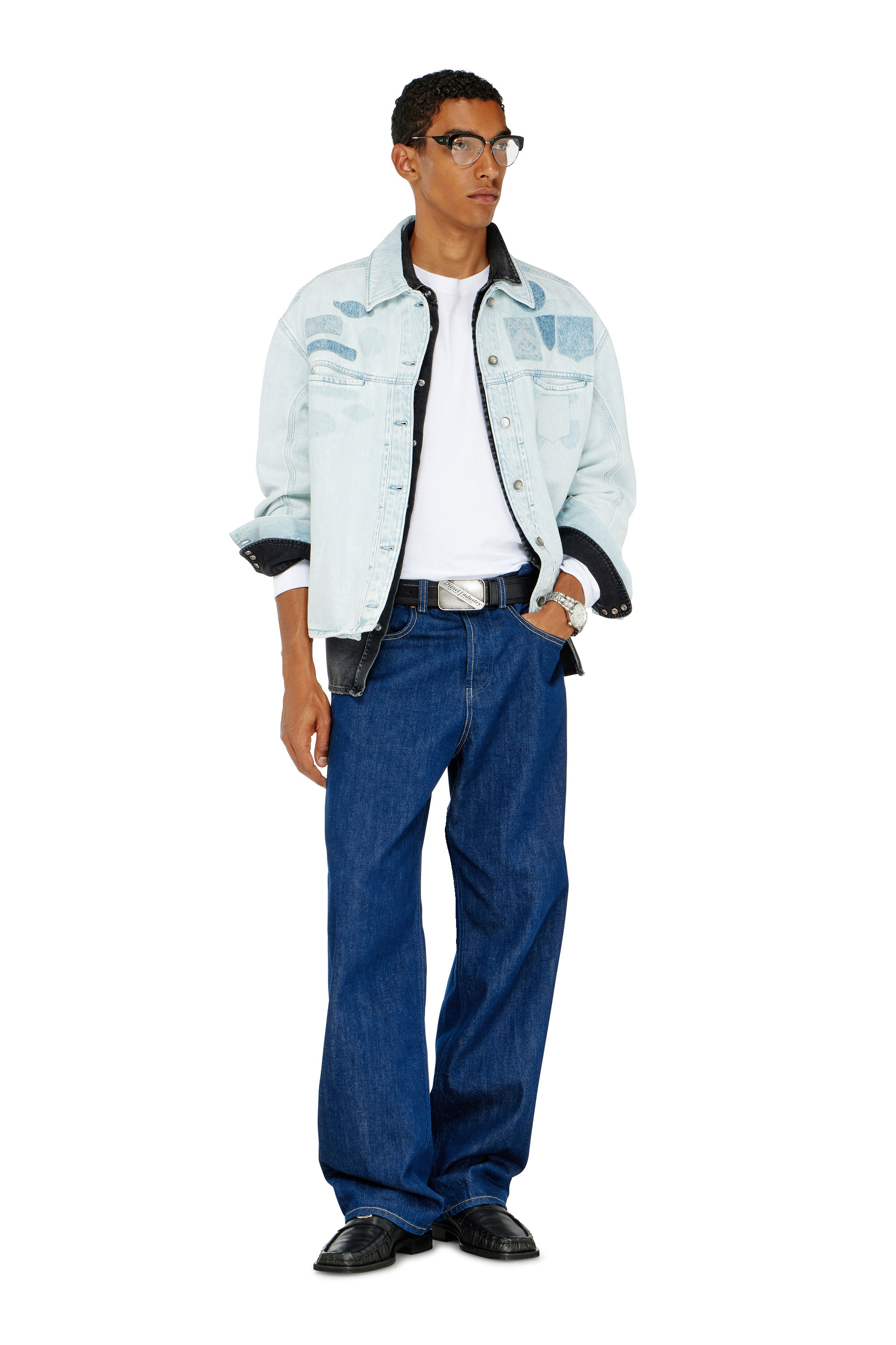 Diesel - D-RYMAVO-S, Sobrecamisa denim con efecto patch Unisex in Azul marino - 4