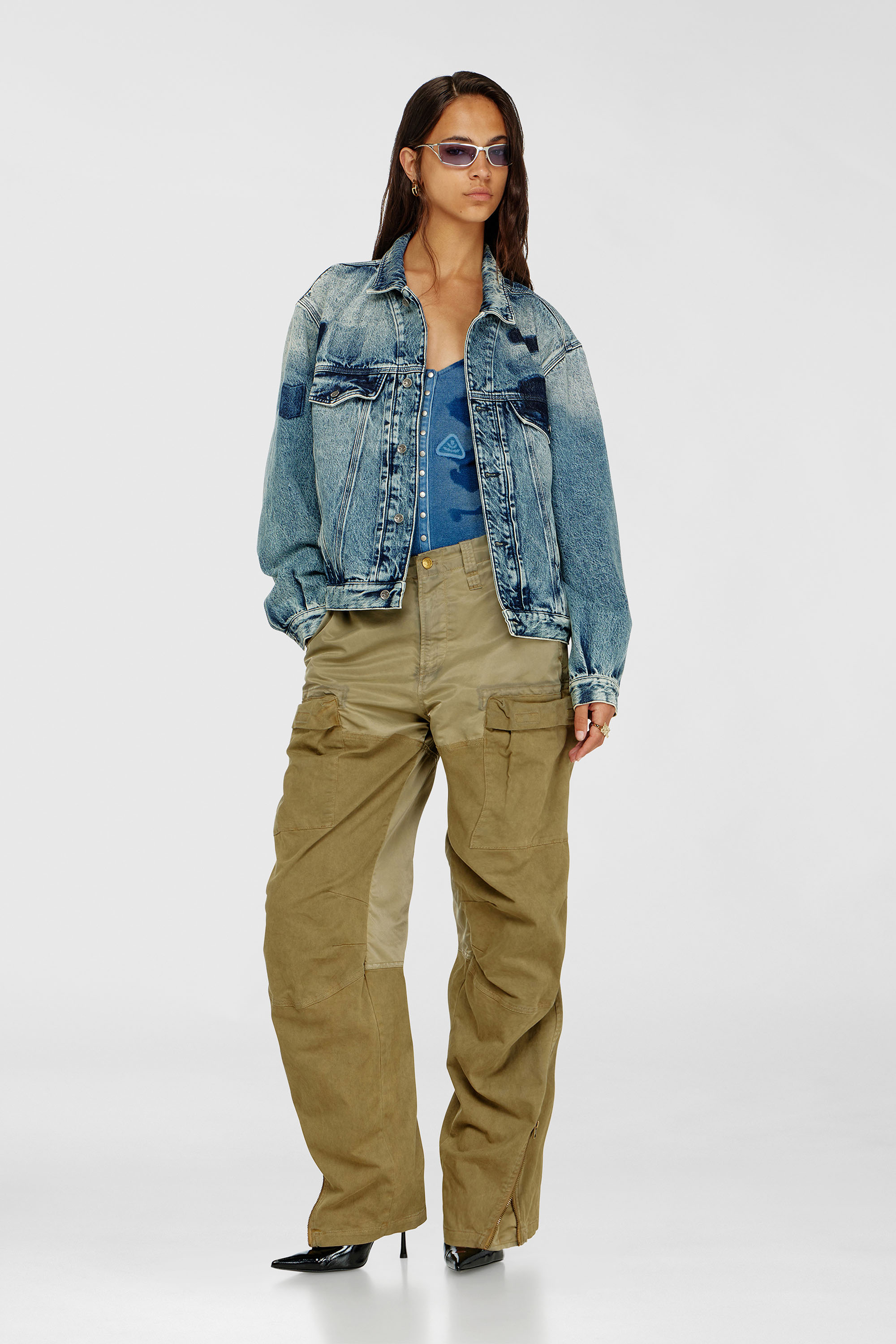 Diesel - T-LEY-AA1, Body de punto canal&eacute; con efecto shadow-patch Mujer in Azul marino - 1