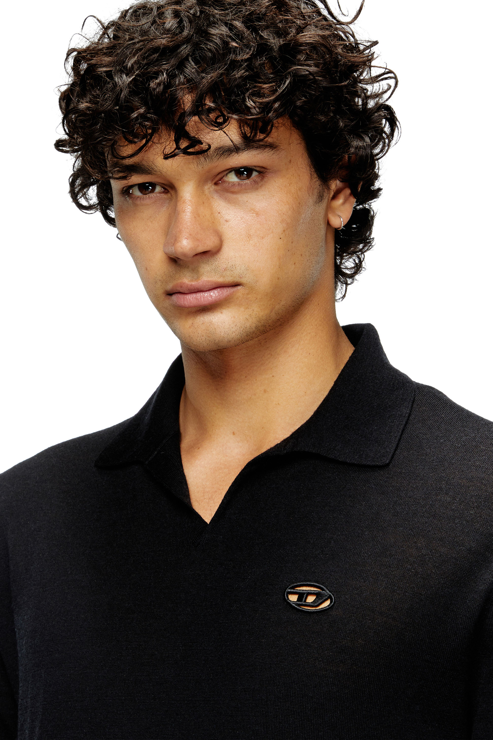 Diesel - K-GLARE, Jersey de lana con cuello polo Hombre in Negro - 5