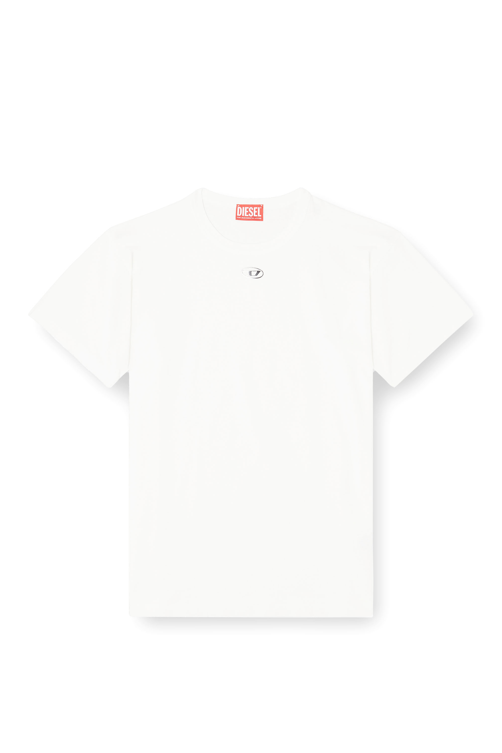 Diesel - T-NORMY-OD-S1, Camiseta de algodón con Oval D metálico Mujer in Blanco - 3