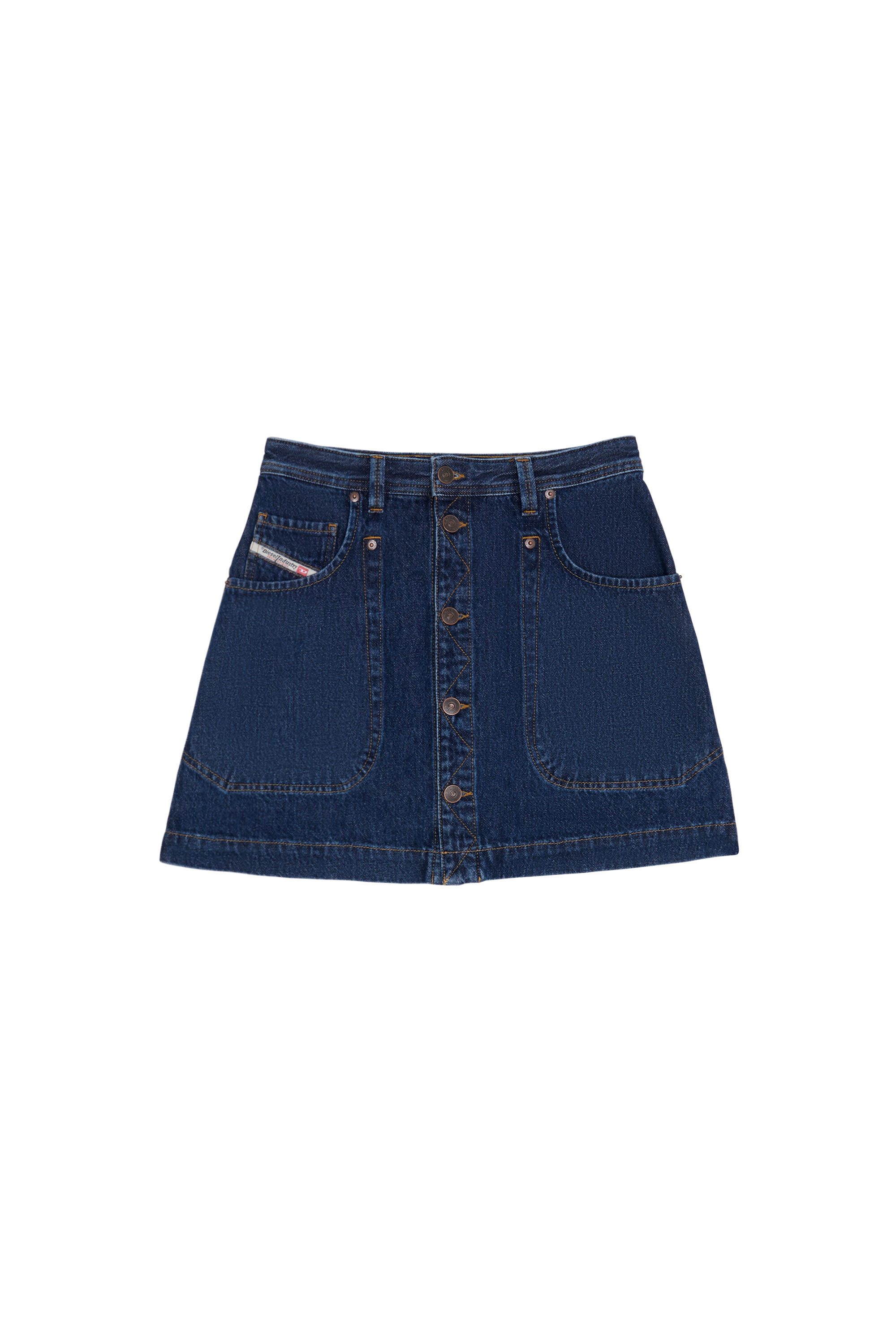 Diesel - DE-ALBUS A-LINE SKIRT, Minifalda en forma de A en denim Mujer in Azul marino - 2