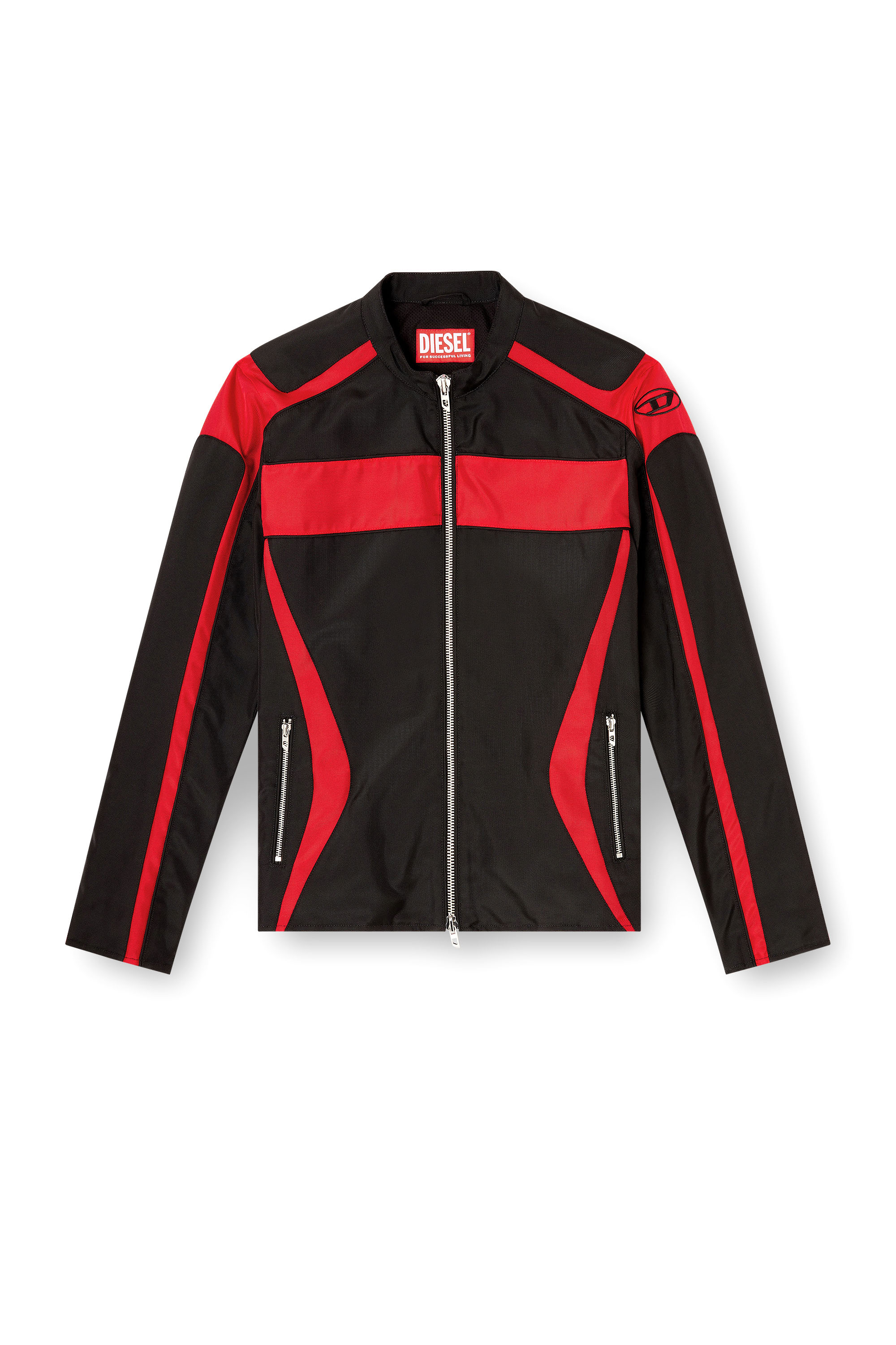 Diesel - J-ADAM-PDAI, Chaqueta biker en lona de bloques de color Hombre in Multicolor - 3