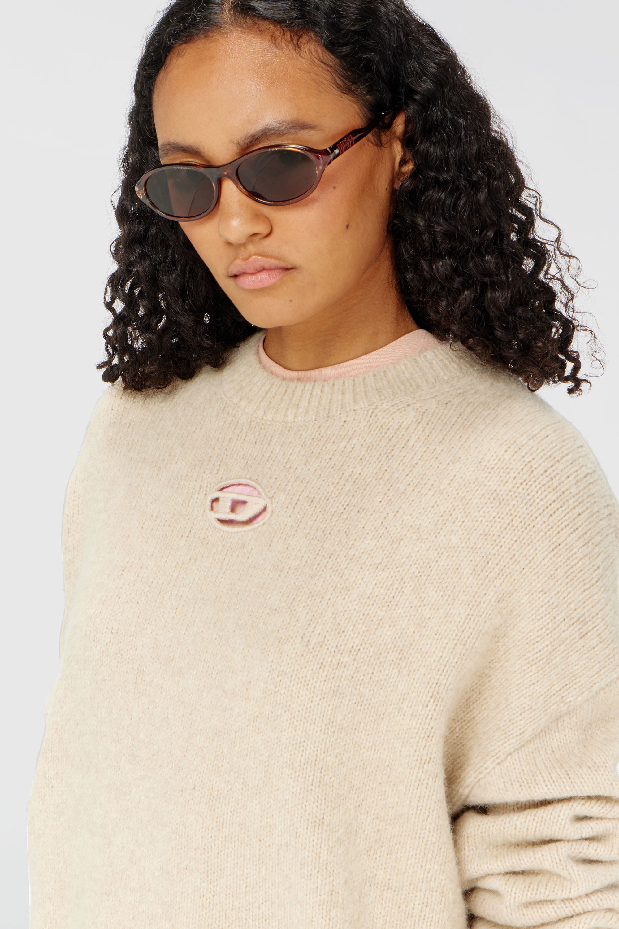 Diesel - M-AREETA, Jersey de mezcla de lana y alpaca Mujer in Beige - 5