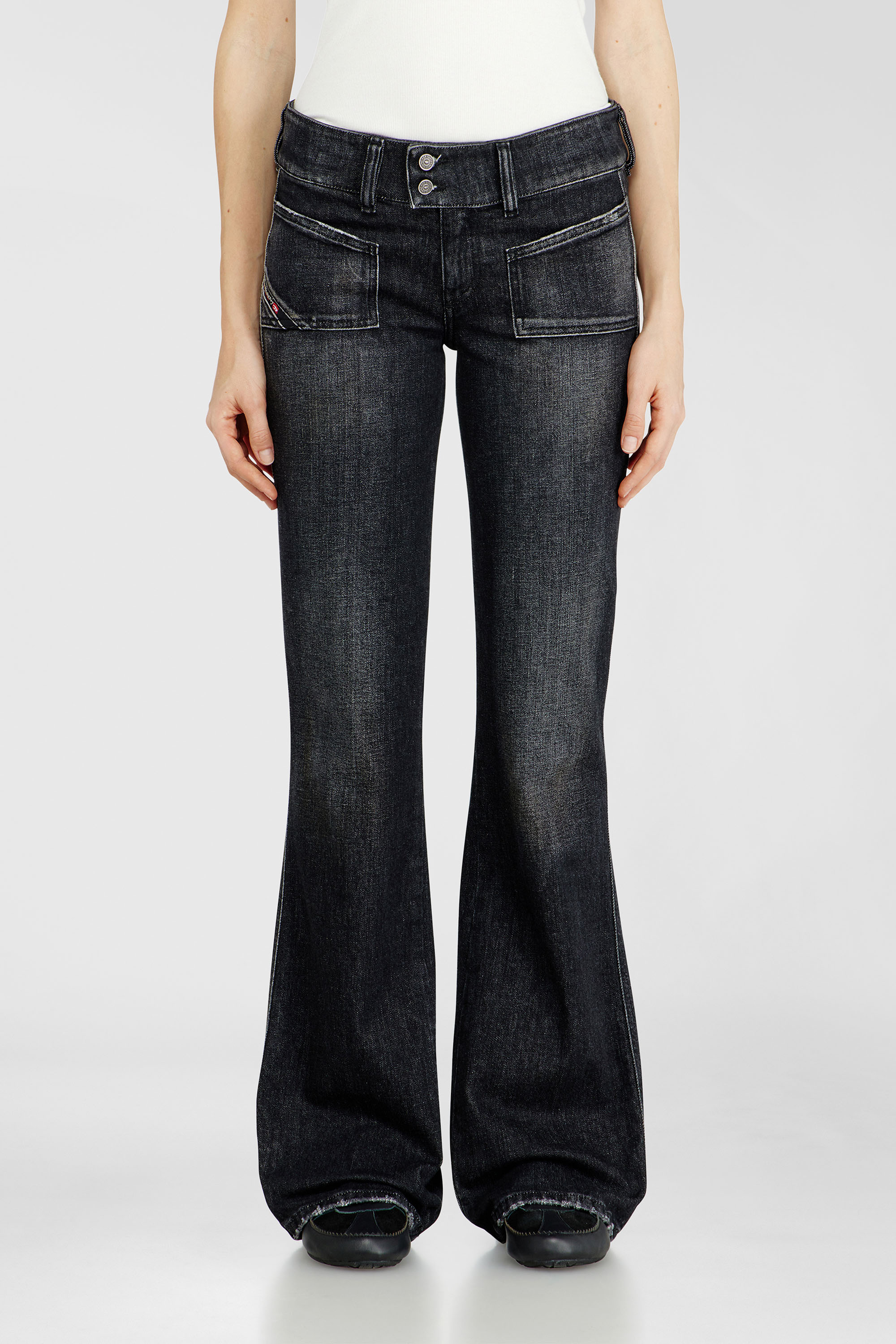Diesel - Bootcut Jeans D-Hush 09N50 Mujer, Negro/Gris oscuro - 1