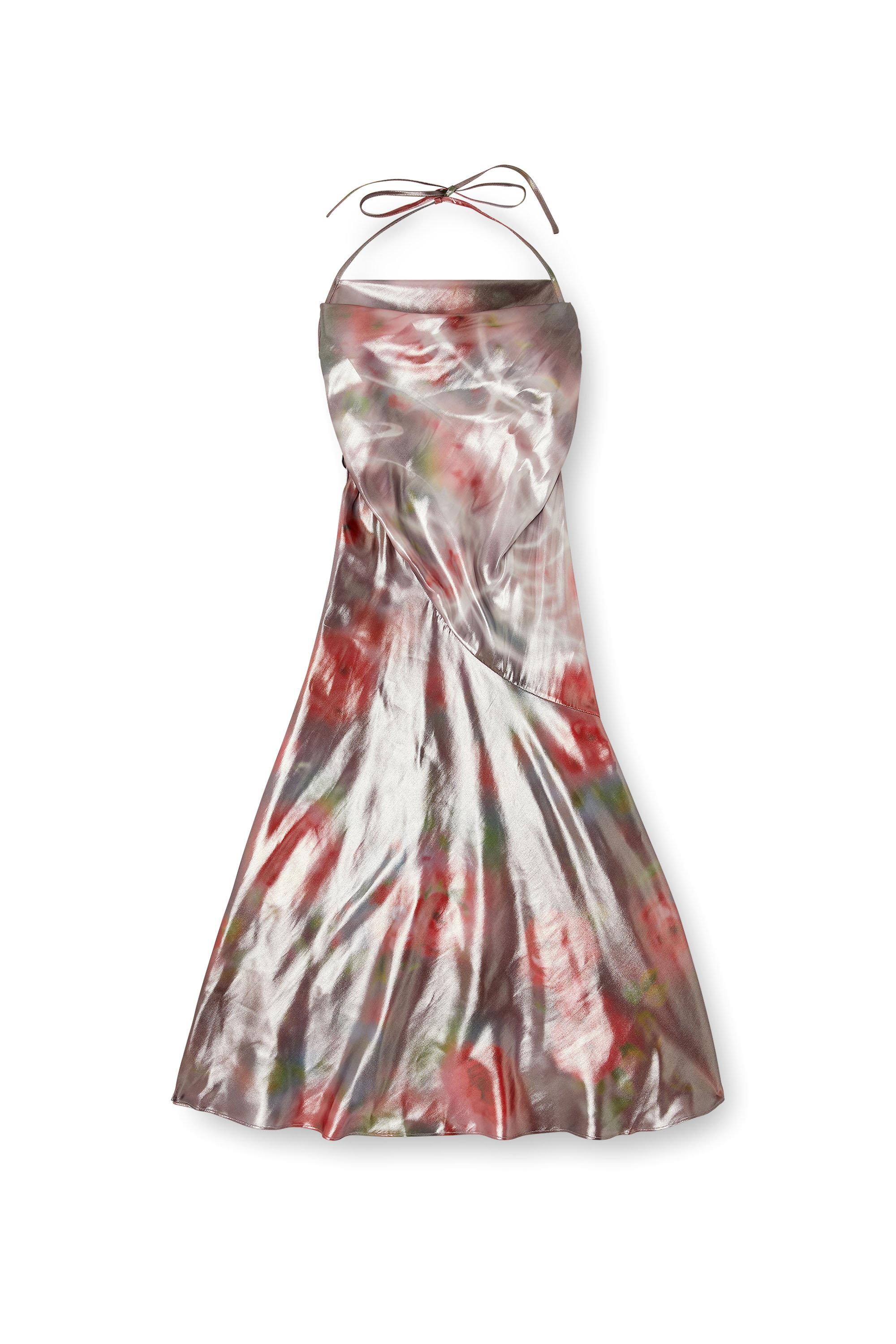 Diesel - D-EBRA, Vestido midi met&aacute;lico con estampado de rosas Mujer in Multicolor - 1