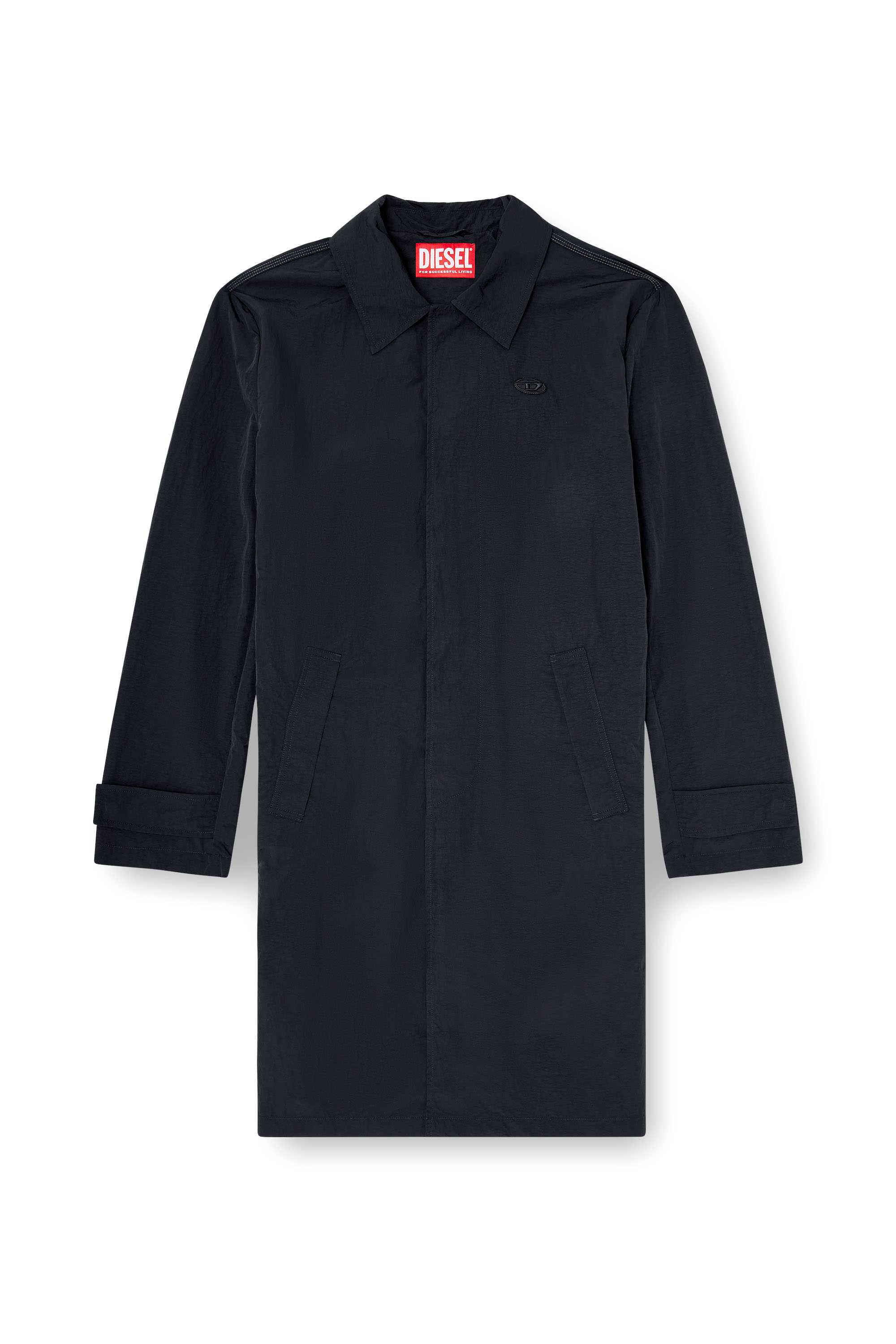 Diesel - J-BURHAT, Abrigo de nailon con acabado arrugado brillante Hombre in Negro - 2