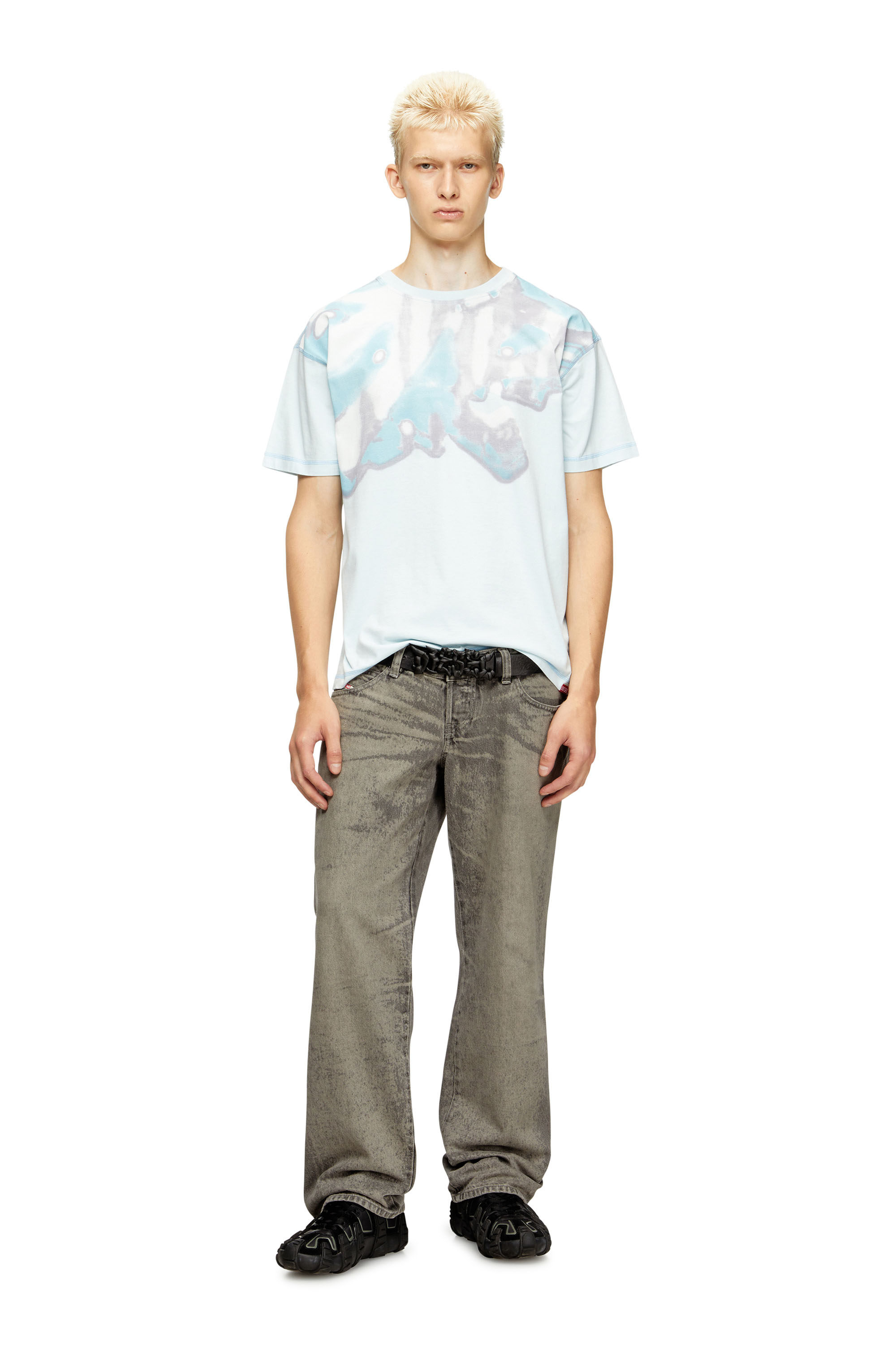 Diesel - T-GASPARD-IHBJ, Camiseta con estampado gráfico desteñido Hombre in Azul marino - 2
