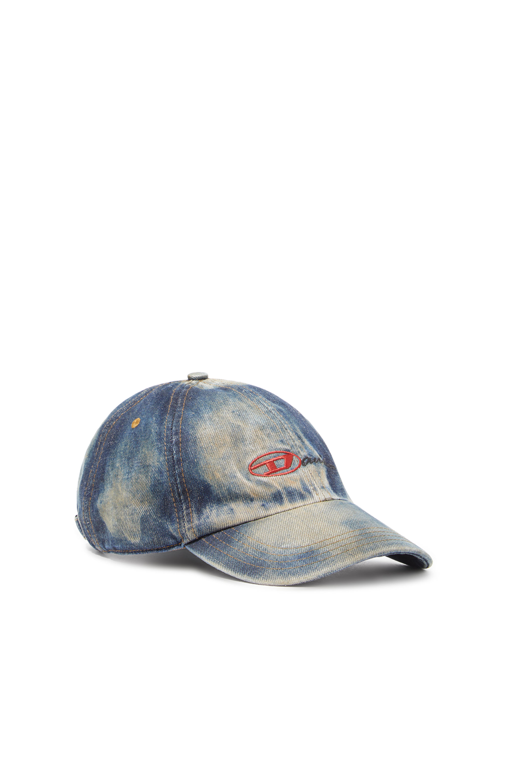 Diesel - C-CAP-DD, Gorra de béisbol en denim con efecto de suciedad Unisex in Azul marino - 1