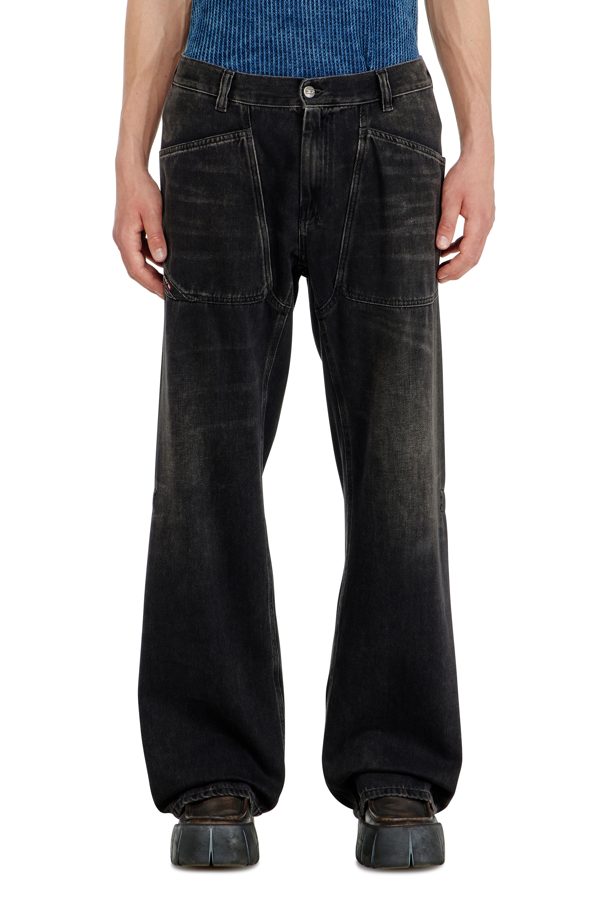 Diesel - Relaxed Jeans D-Zeta 09J96 Hombre, Negro/Gris oscuro - 4