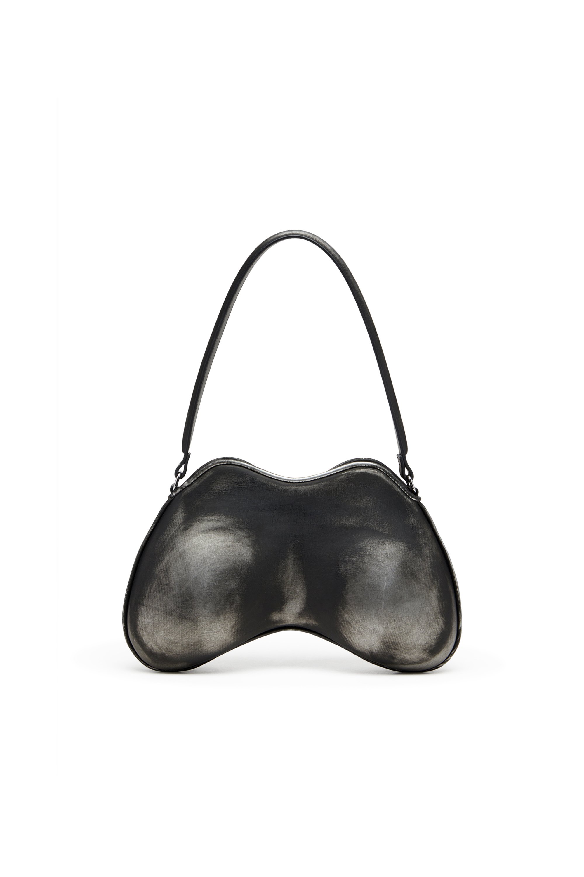 Diesel - DOUBLE-D SHOULDER, Woman's Double-D-Rigid shoulder bag in brushed PU in Black/Silver - 3
