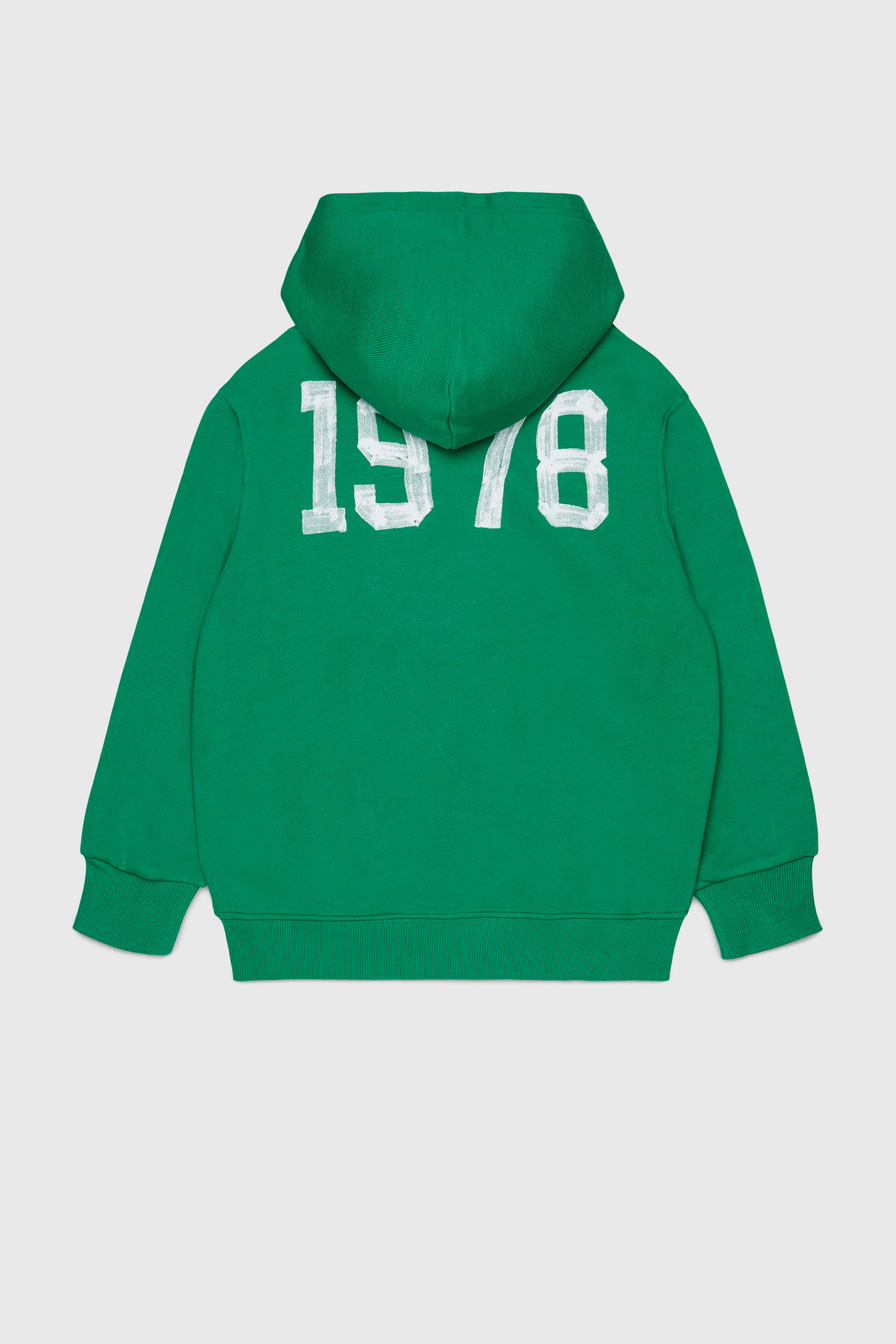 Diesel - SBANDHOOD OVER, Man's Zip-up hoodie with paint-effect logo prints in Green - 2