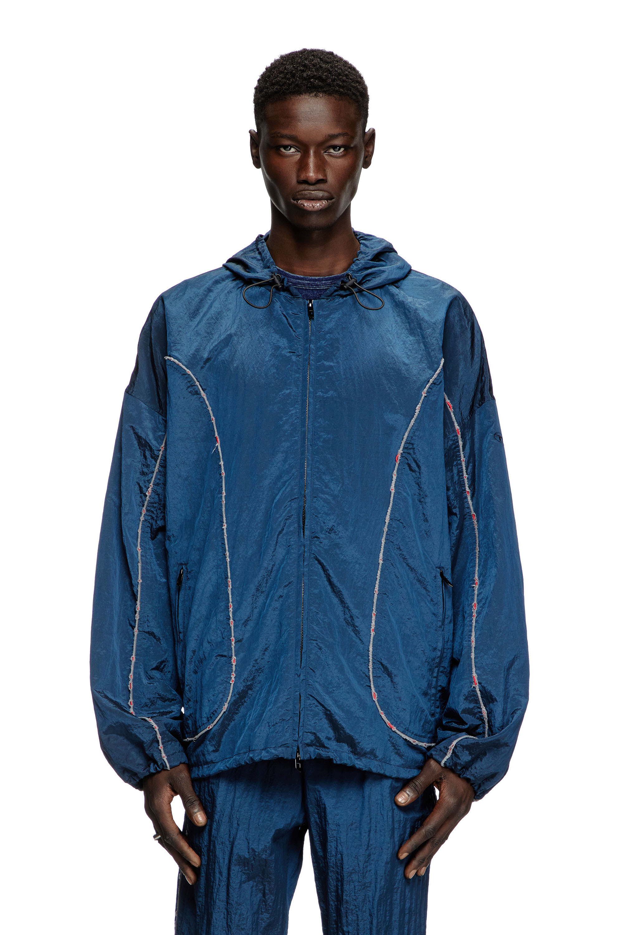 Diesel - J-ANTHEIT, Anorak con ribetes destruidos Hombre in Azul marino - 1