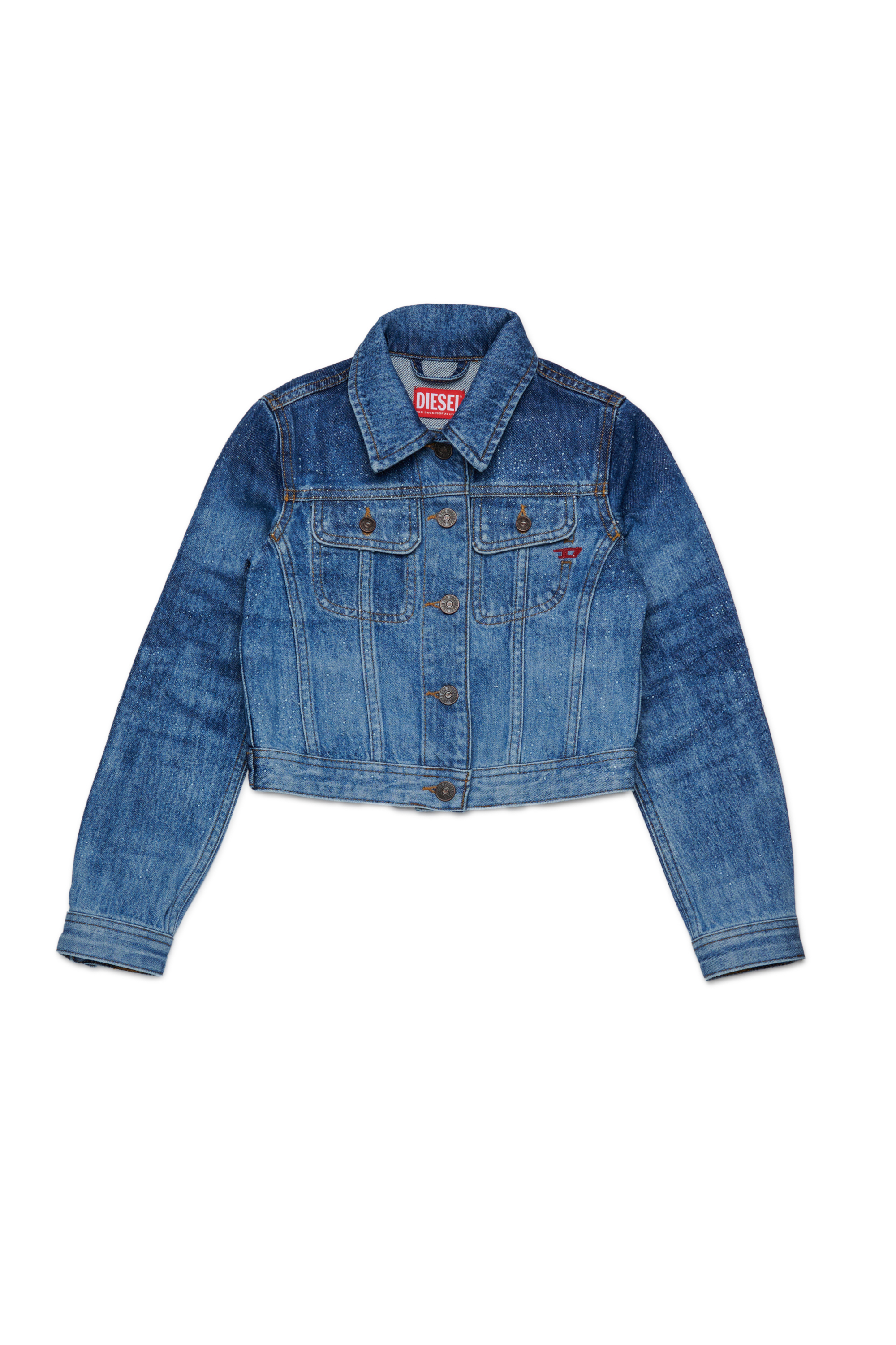 Diesel - JSLIMMY-J, Chaqueta trucker de denim con lavado stonewashed Mujer in Azul marino - 1