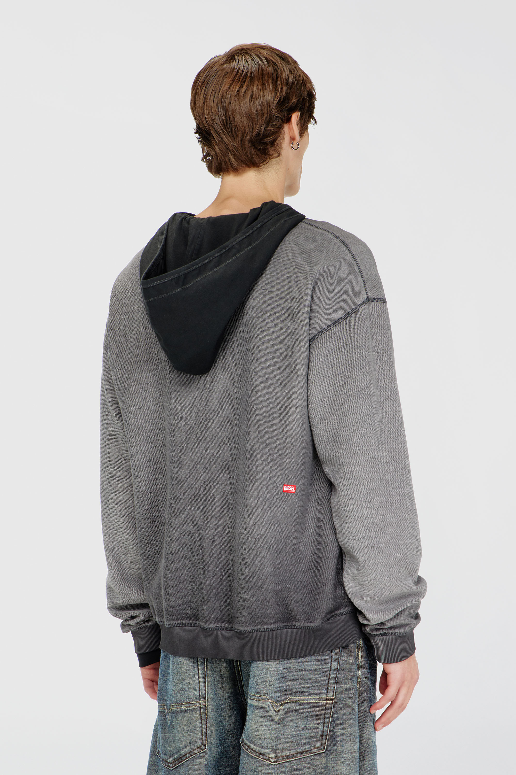 Diesel - S-ARON-RAW, Sudadera con estampado devor&eacute; Hombre in Gris - 4