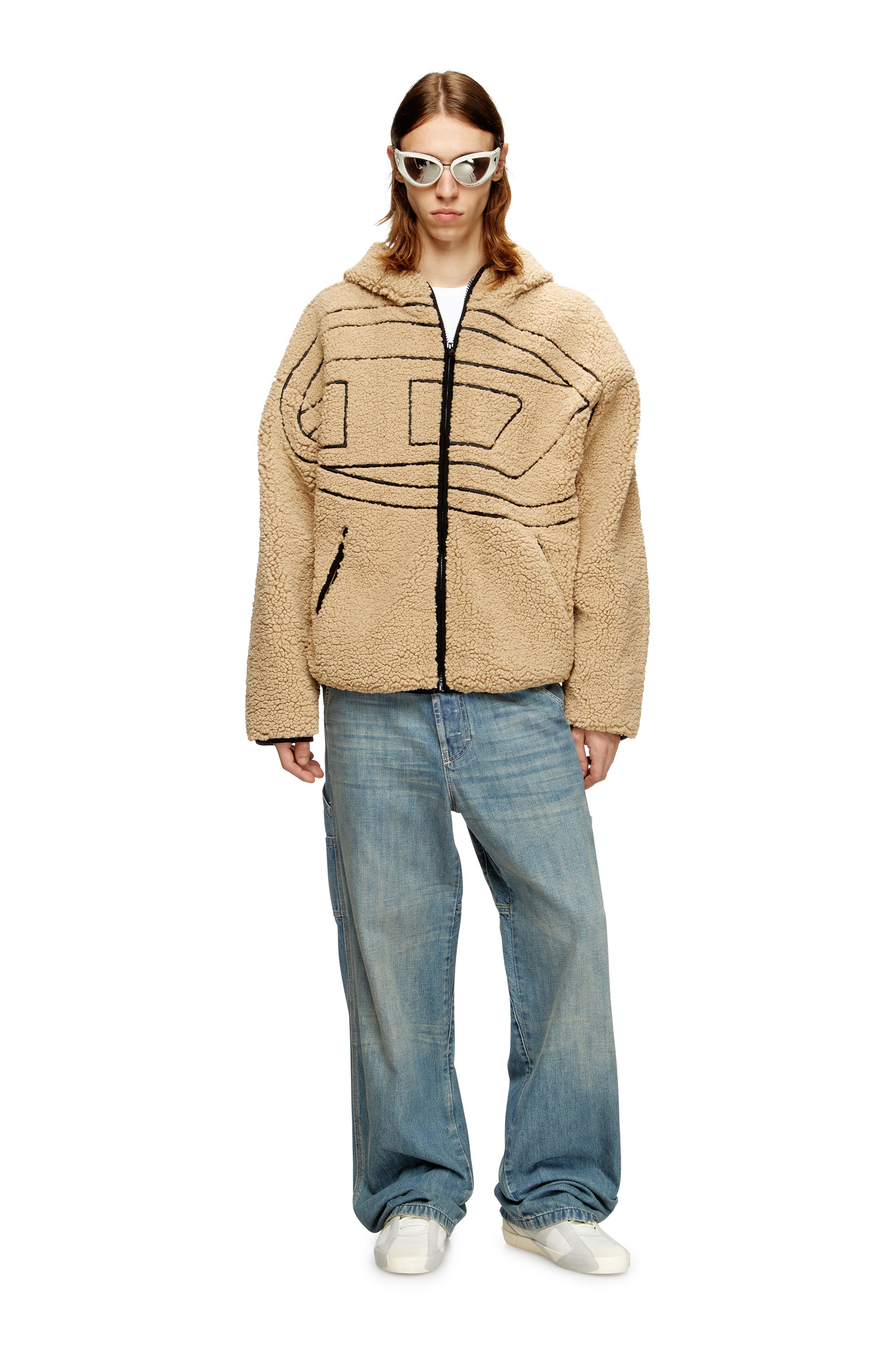 Diesel - S-ZAT, Sudadera de peluche con capucha Hombre in Beige - 1