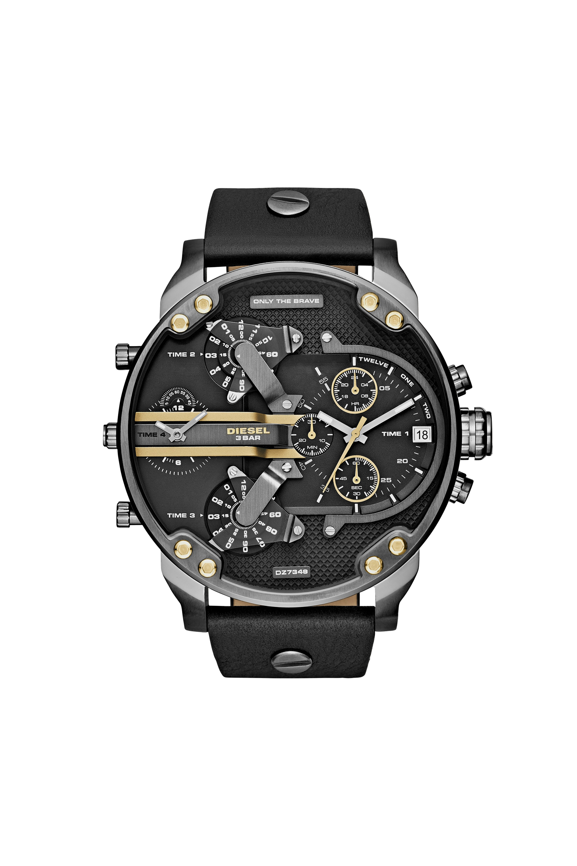 Diesel - DZ7348 MR DADDY 2.0, Mr. Daddy 2.0 reloj con correa en piel y chapado en gris metalizado, 51 mm Hombre in Negro - 1