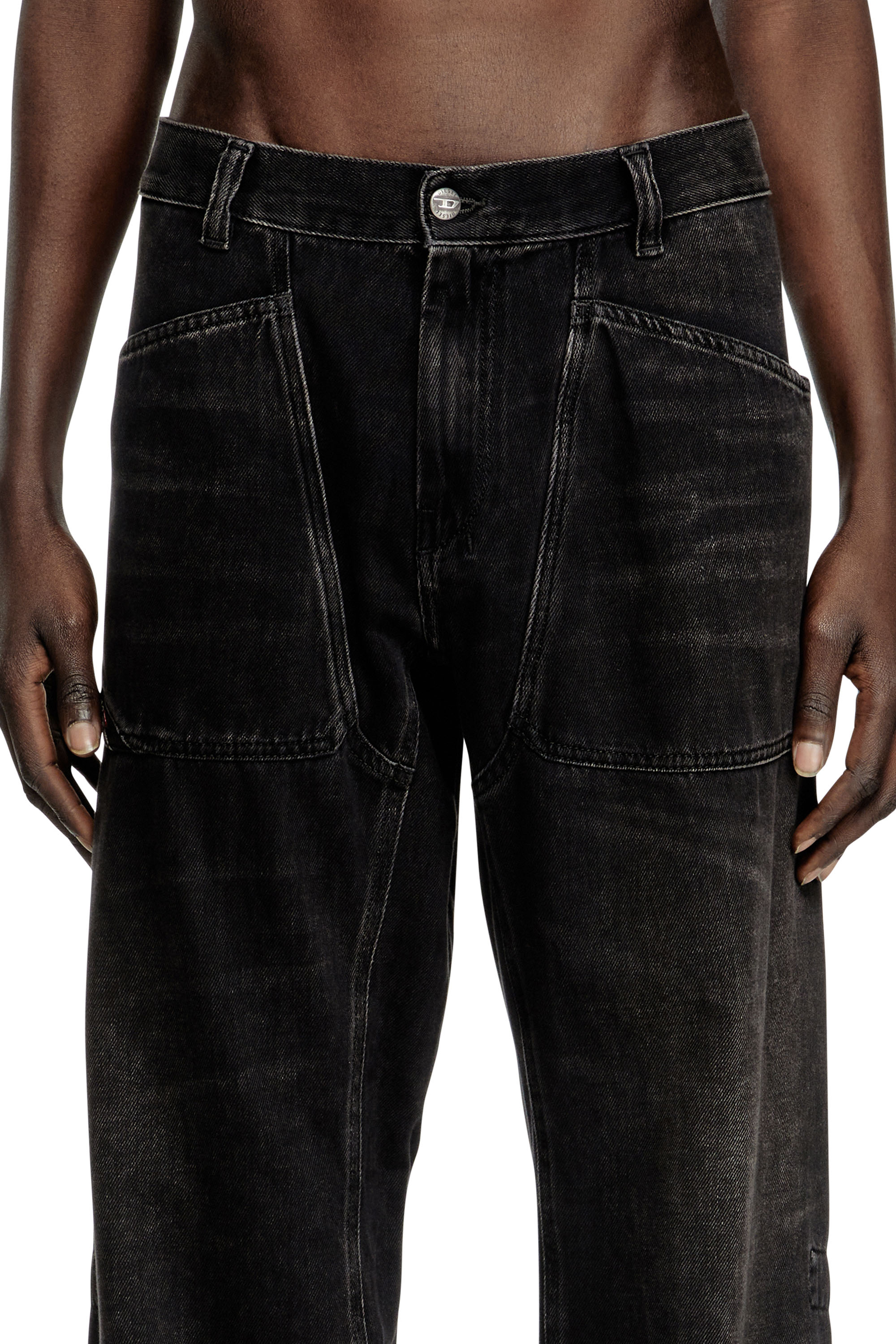 Diesel - Relaxed Jeans D-Zeta 09J96 Hombre, Negro/Gris oscuro - 5