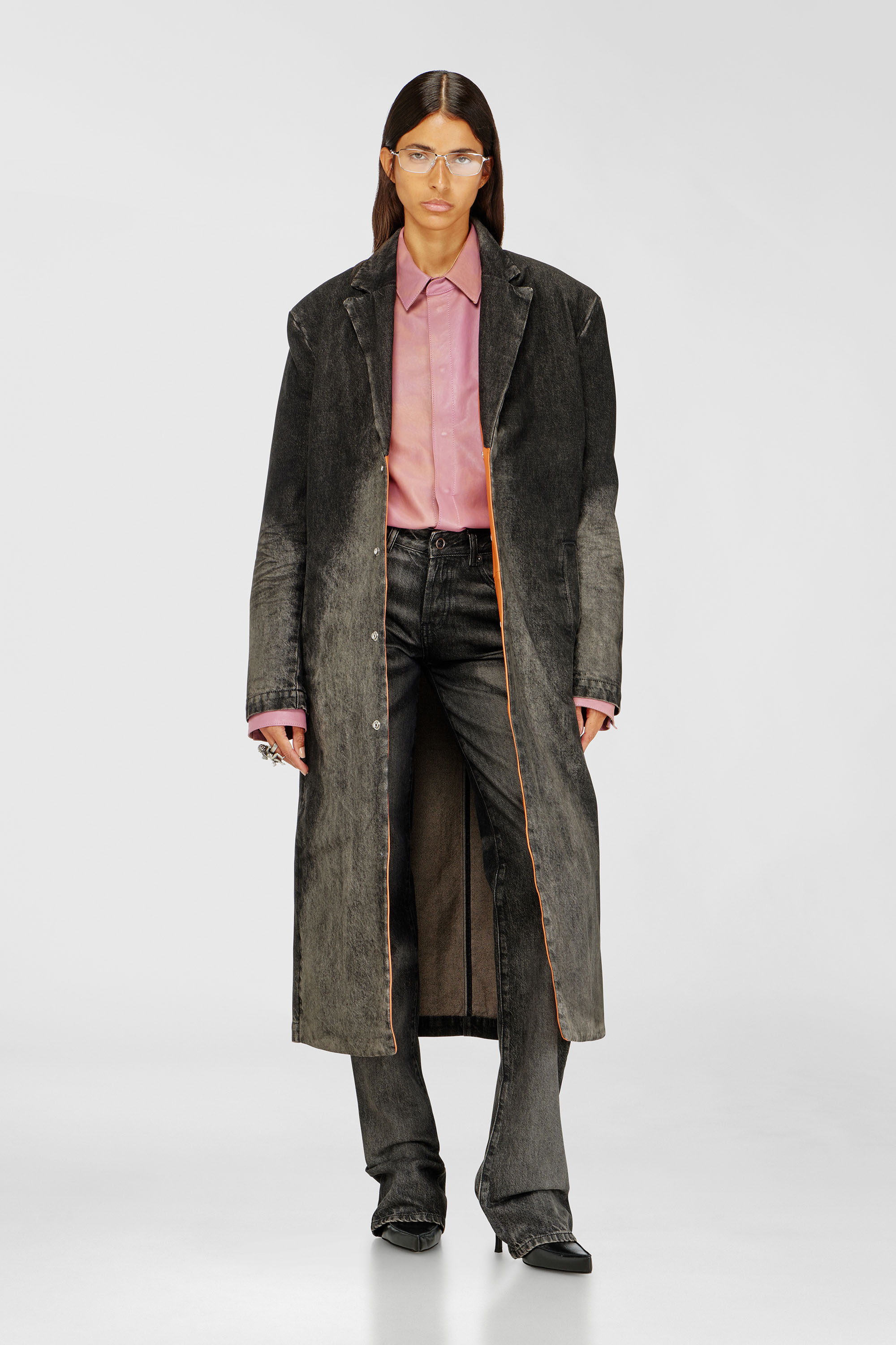 Diesel - D-IANCH-FSJ, Abrigo largo de denim con efecto desgastado Unisex in Negro - 1