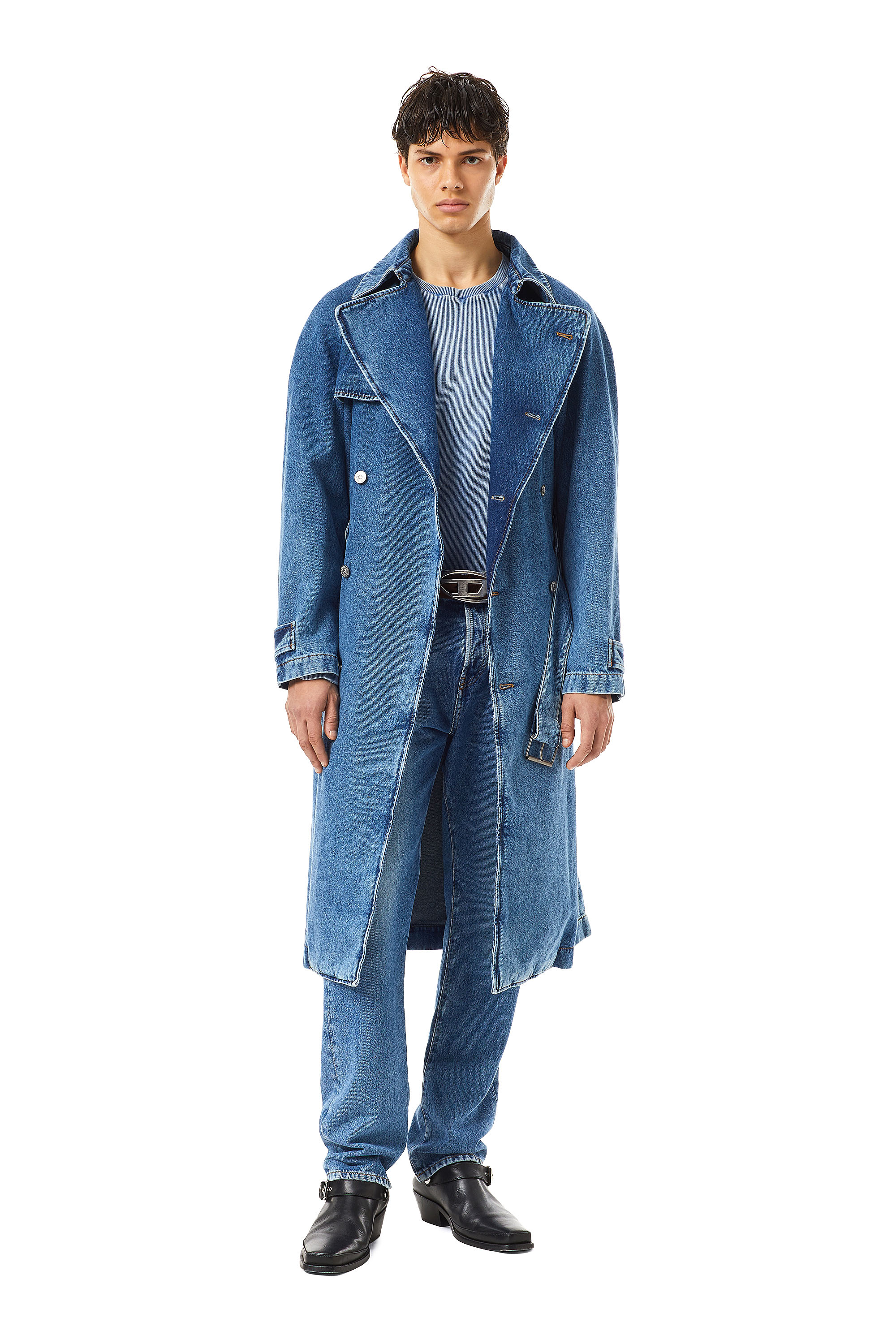 Diesel - D-DELIRIOUS DOUBLE BREASTED TRENCH COAT, Azul medio - Image 5