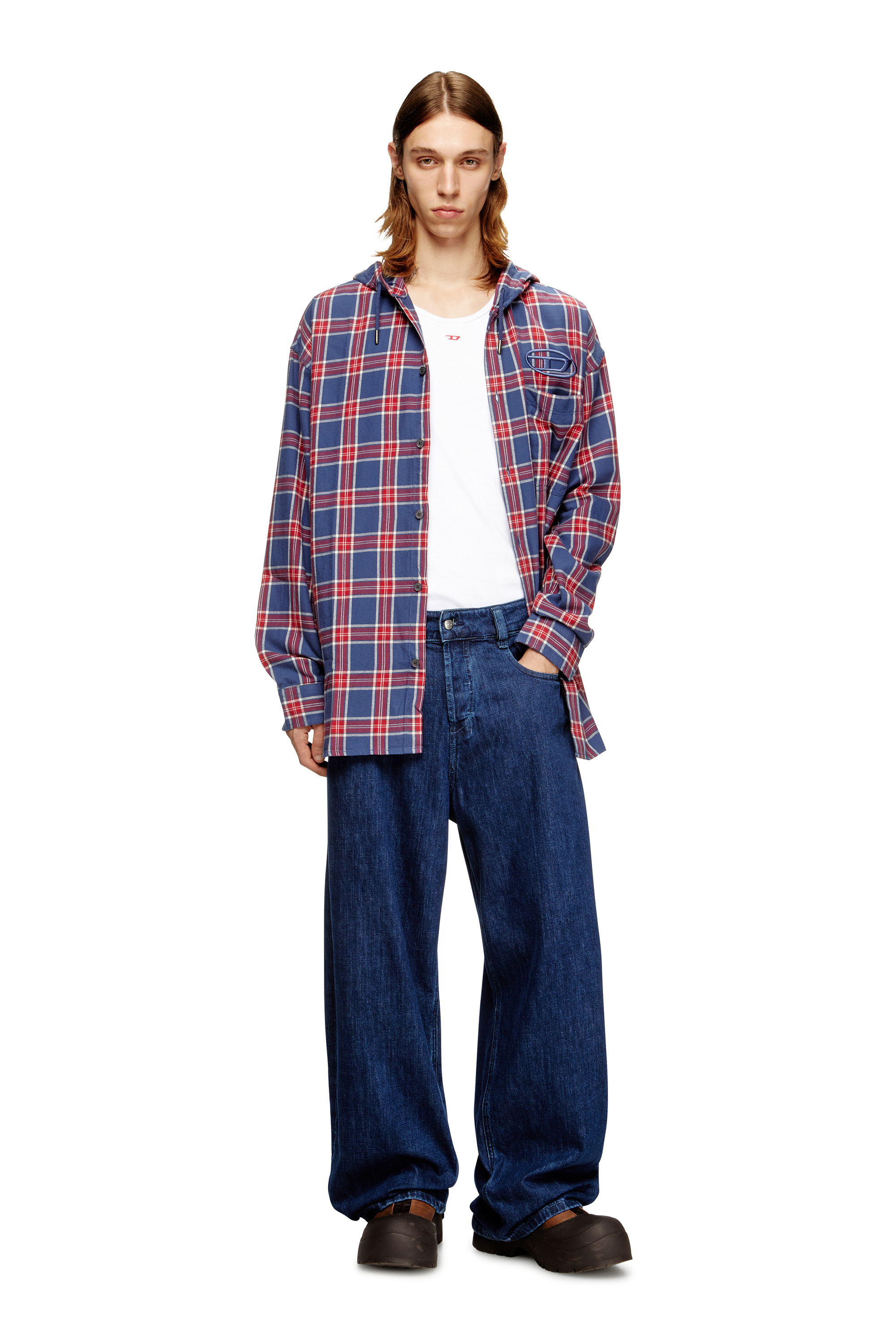 Diesel - S-DEWNY-HOOD-AJFI, Camisa con capucha de algodón y bordado 3D Hombre in Multicolor - 2
