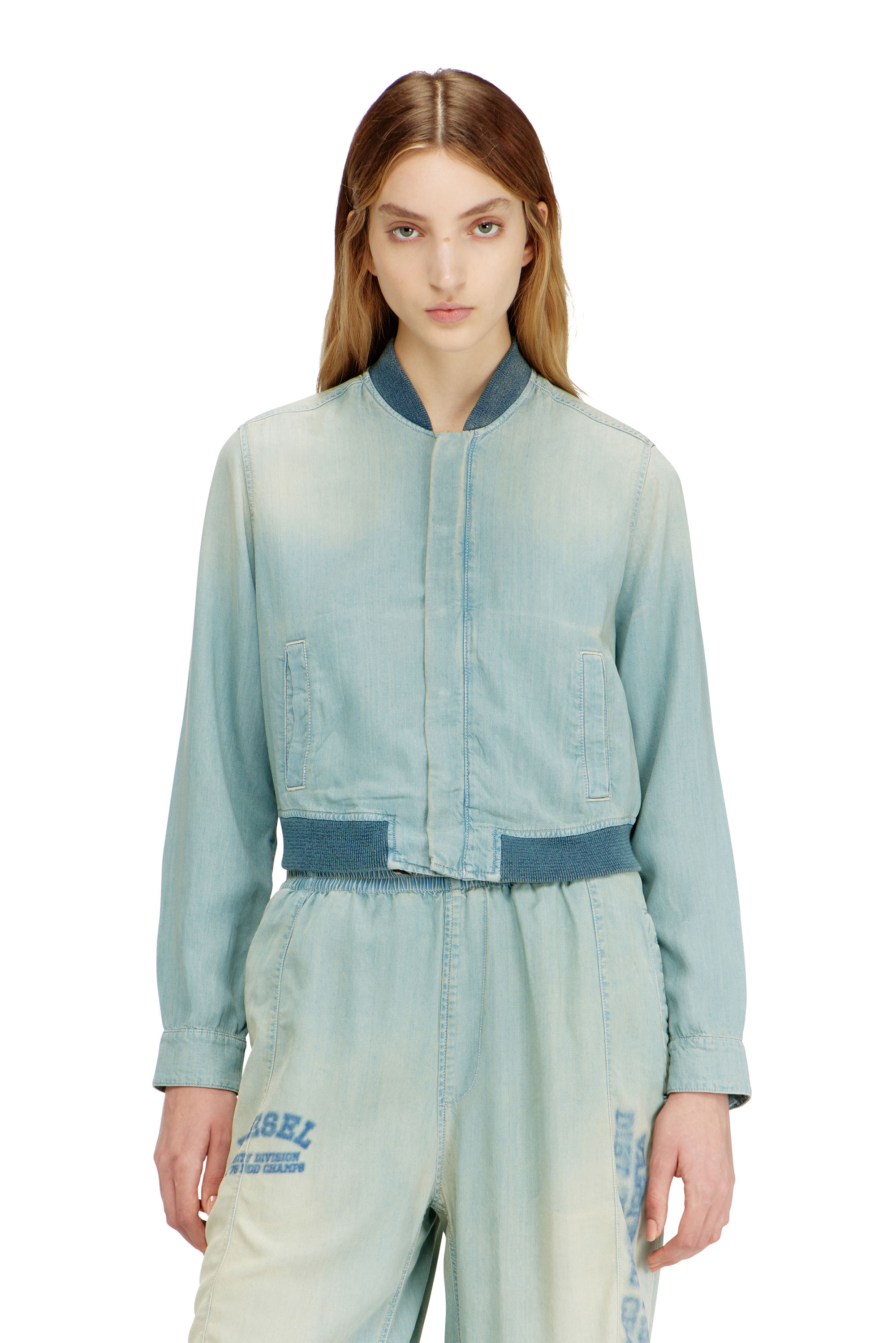 Diesel - DE-RANIA-S1, Bomber-camisa de denim fluido con efecto suciedad Mujer in ToBeDefined - 1