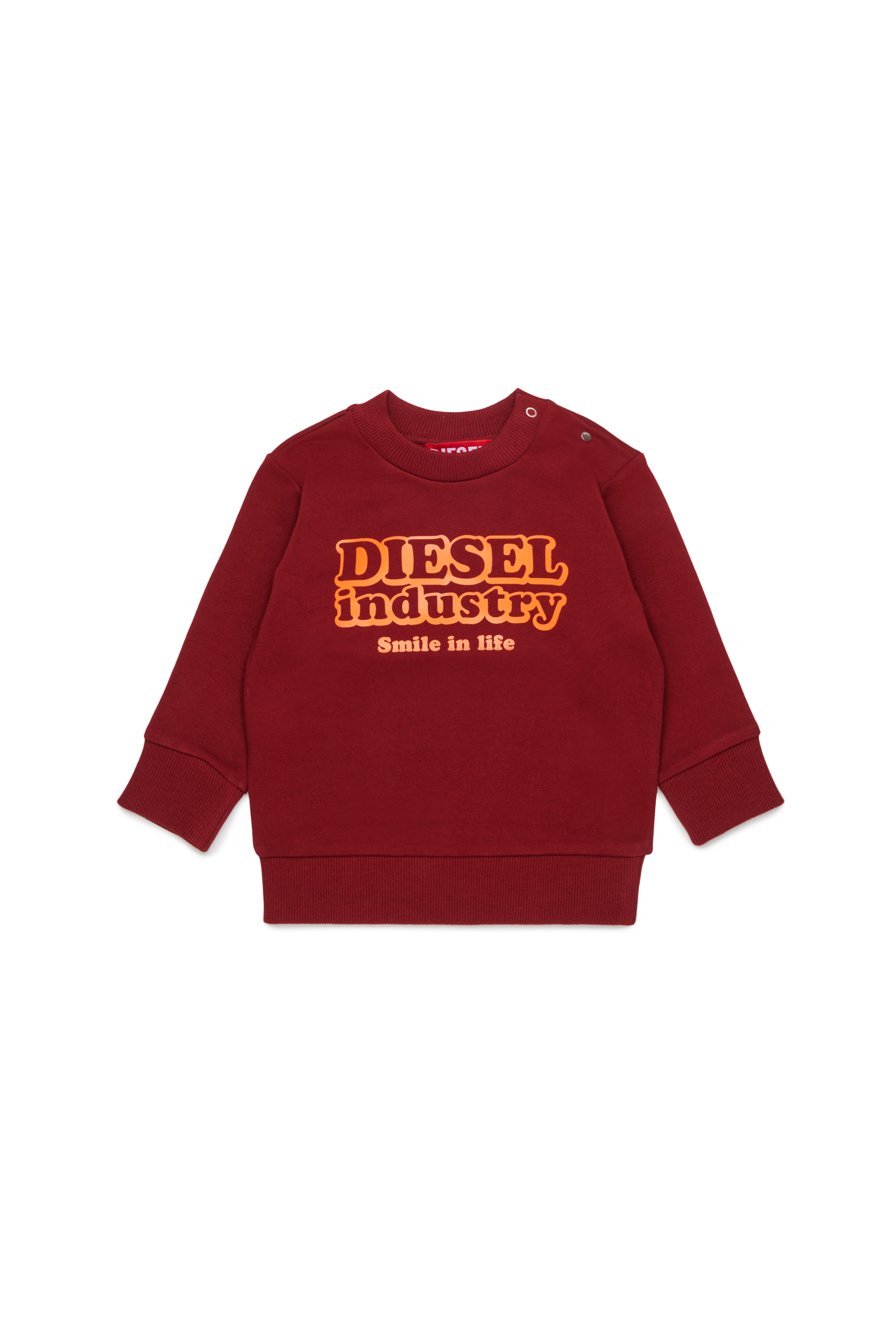 Diesel - SLODIMB, Sudadera de algod&oacute;n con estampado Diesel Industry Hombre in Rojo - 1