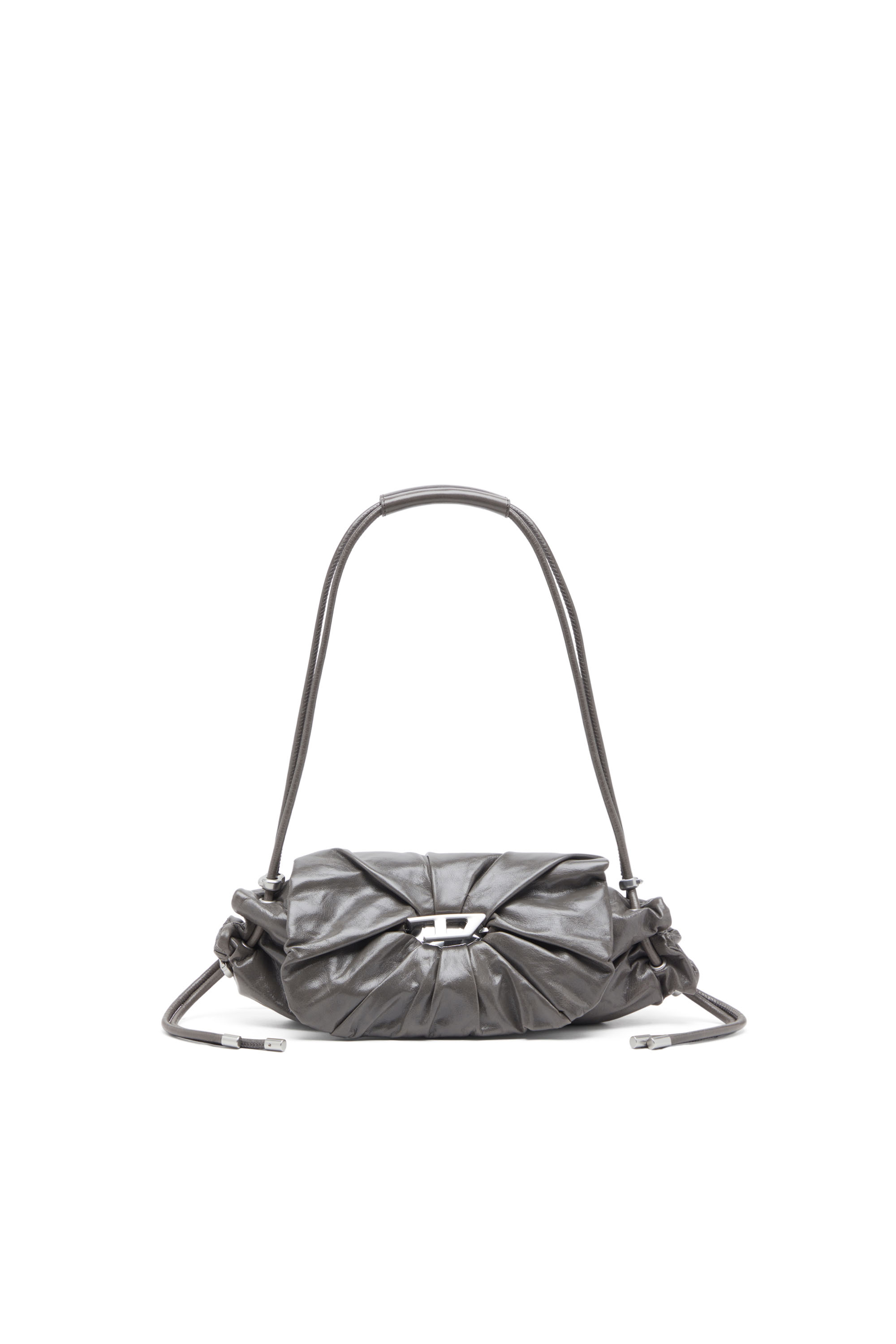 Diesel - SCRUNCH-D SHOULDER S, Scrunch-D S-Bolso de hombro de cuero arrugado Mujer in Gris - 1