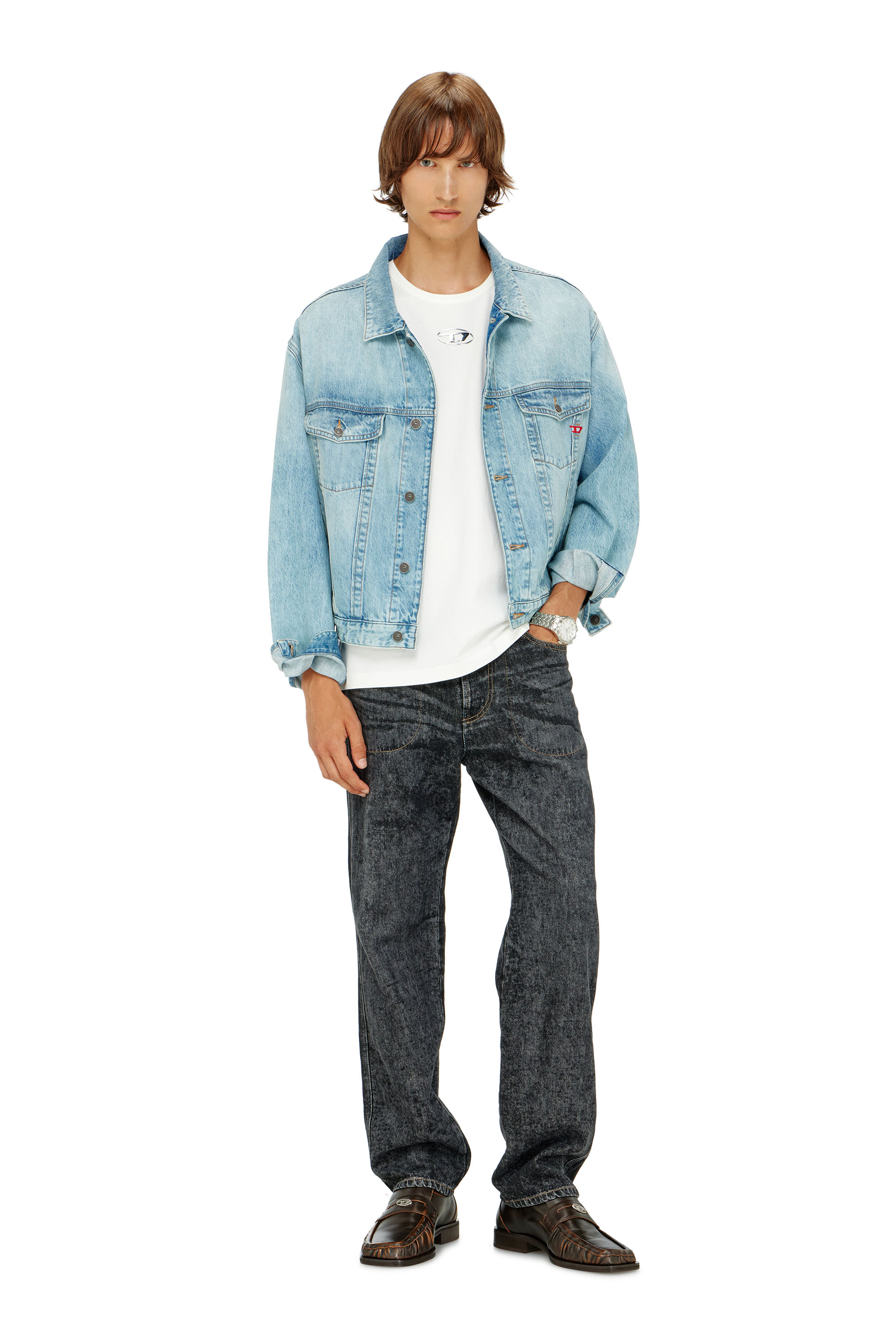 Diesel - T-NORM-IOD, Camiseta ligera de algod&oacute;n con logotipo Oval D met&aacute;lico Hombre in Blanco - 2
