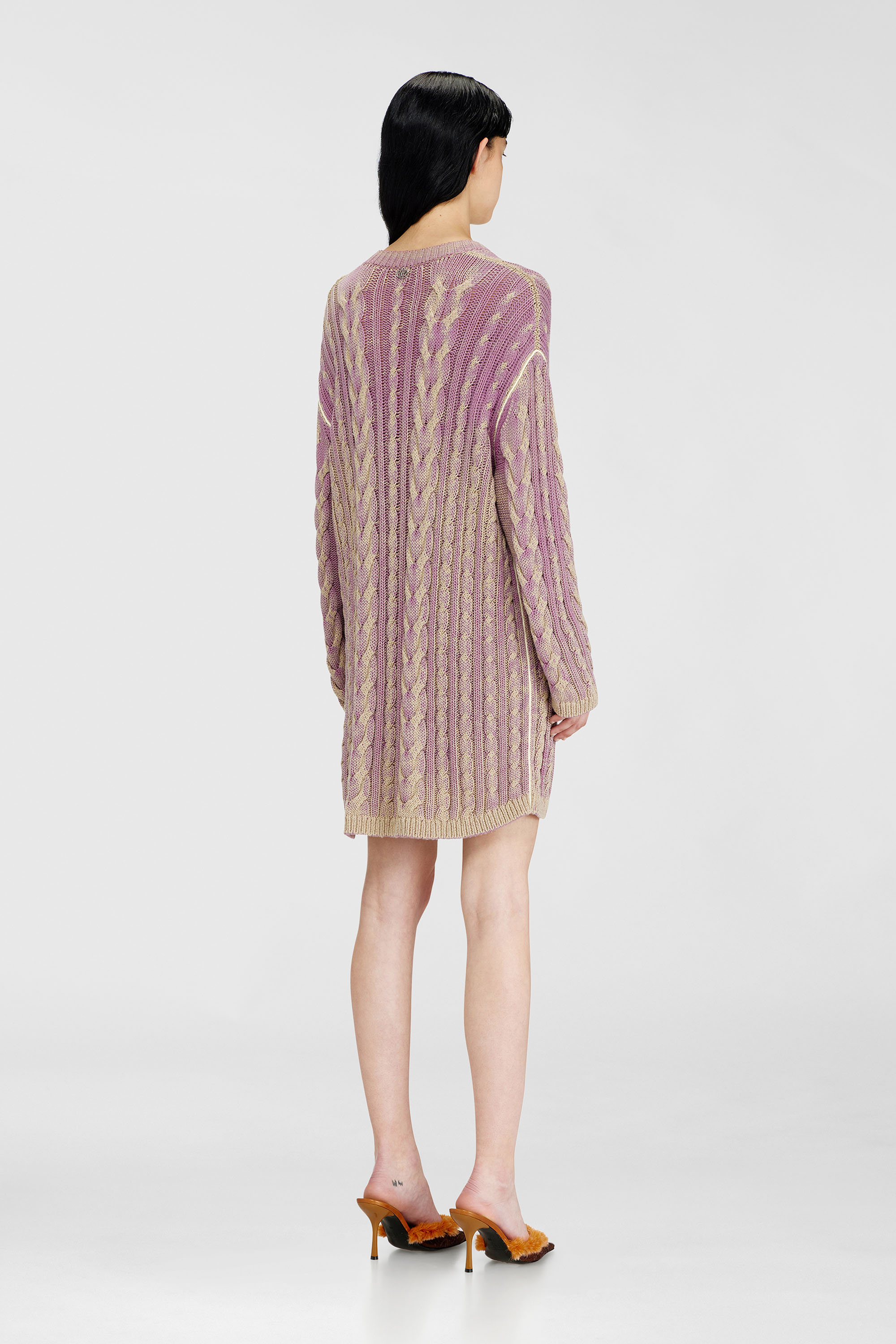 Diesel - M-ELGA, Vestido corto de punto trenzado Mujer in Morado - 4
