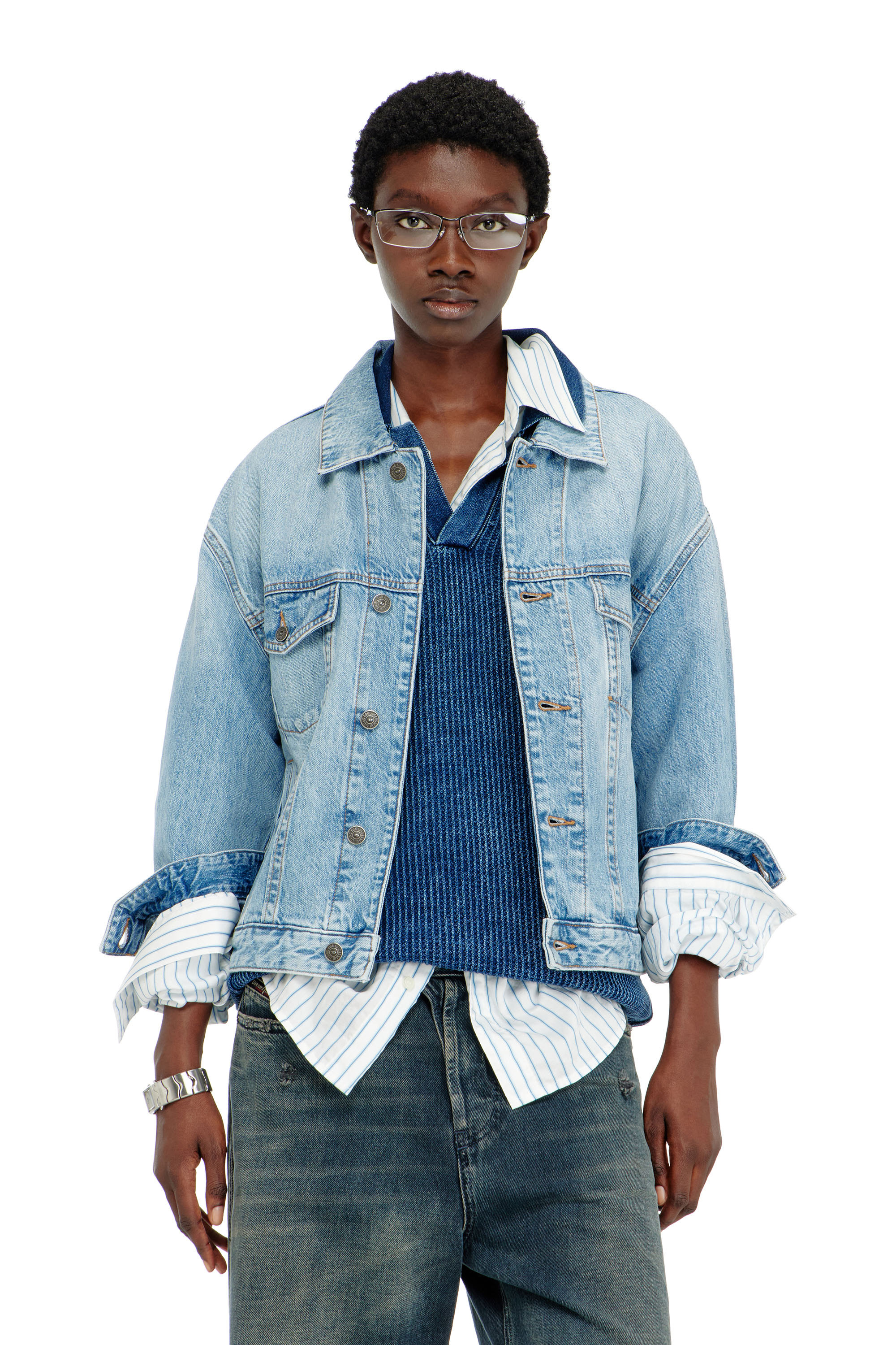 Diesel - D-RANGER, Chaqueta trucker de denim Unisex in Azul marino - 1