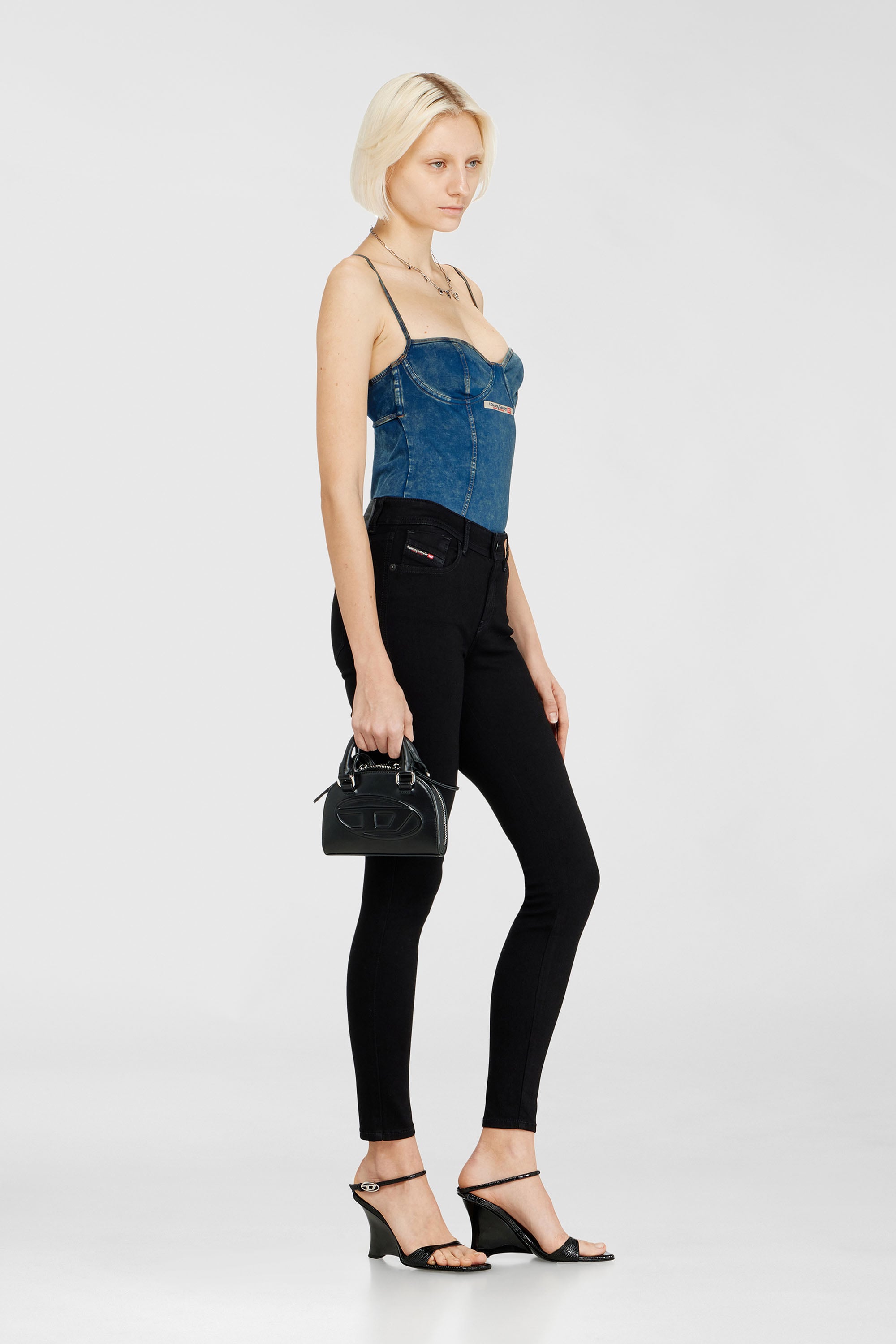 Diesel - Skinny Jeans 2017 Slandy 069EF Mujer, Negro/Gris oscuro - 2